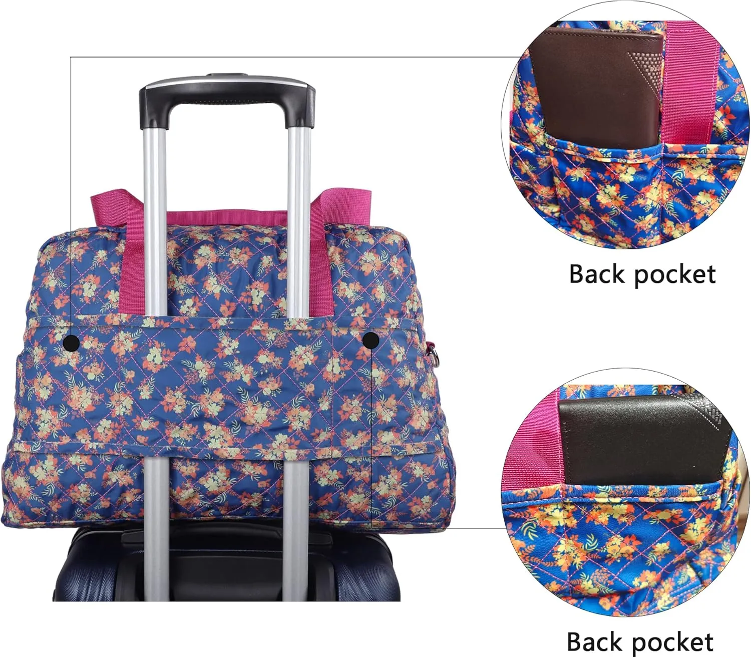 Malirona Foldable Gym Travel Duffel Bag Tote for Spirit Airlines Carry on Bag Carry-on Bag for Travel, Gym, Work, Weekender Overnight for Women and Girls (Blue)
