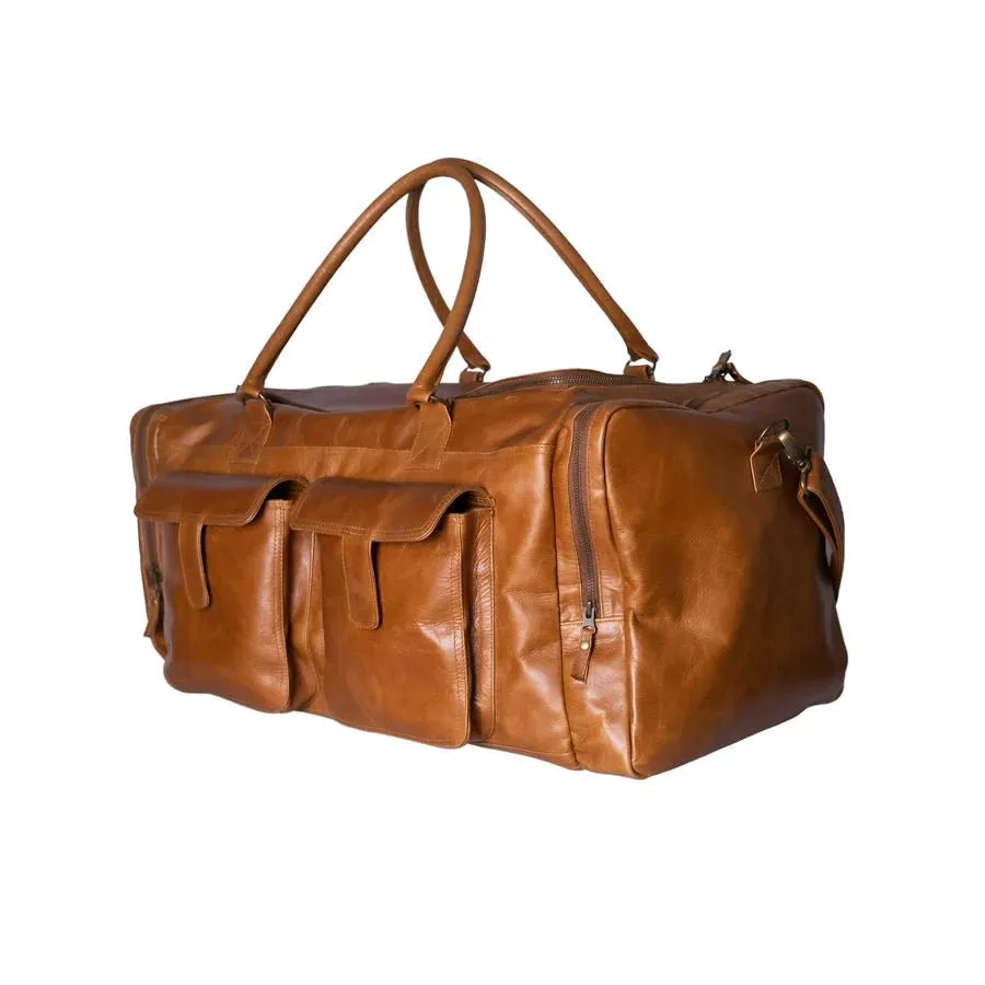 Mally Philip Leather Travel Duffel Bag | Toffee