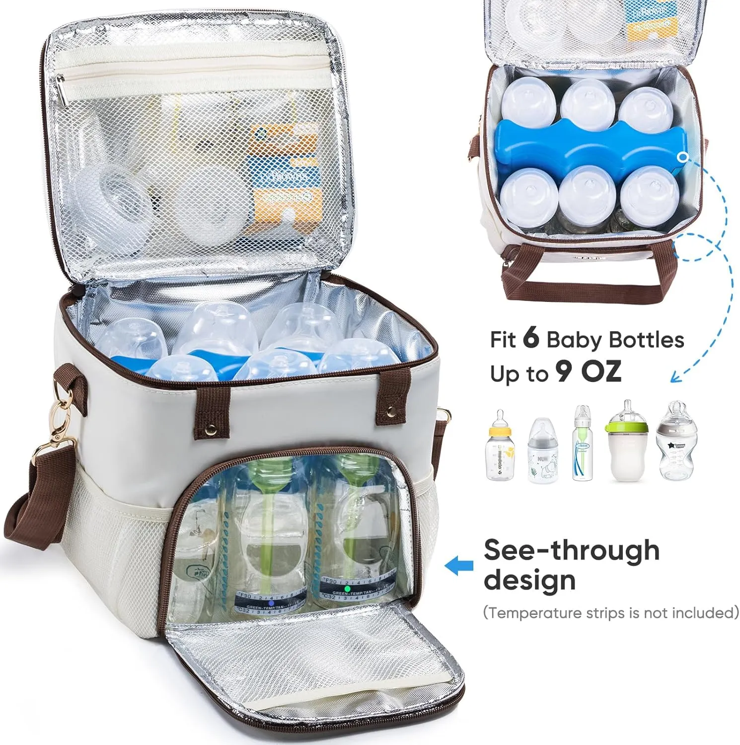 Mam Breastmilk Cooler Bag with Ice Pack for 4 Bottles - See-through Breast Pump Bag for Baby Bottles 4oz-9oz