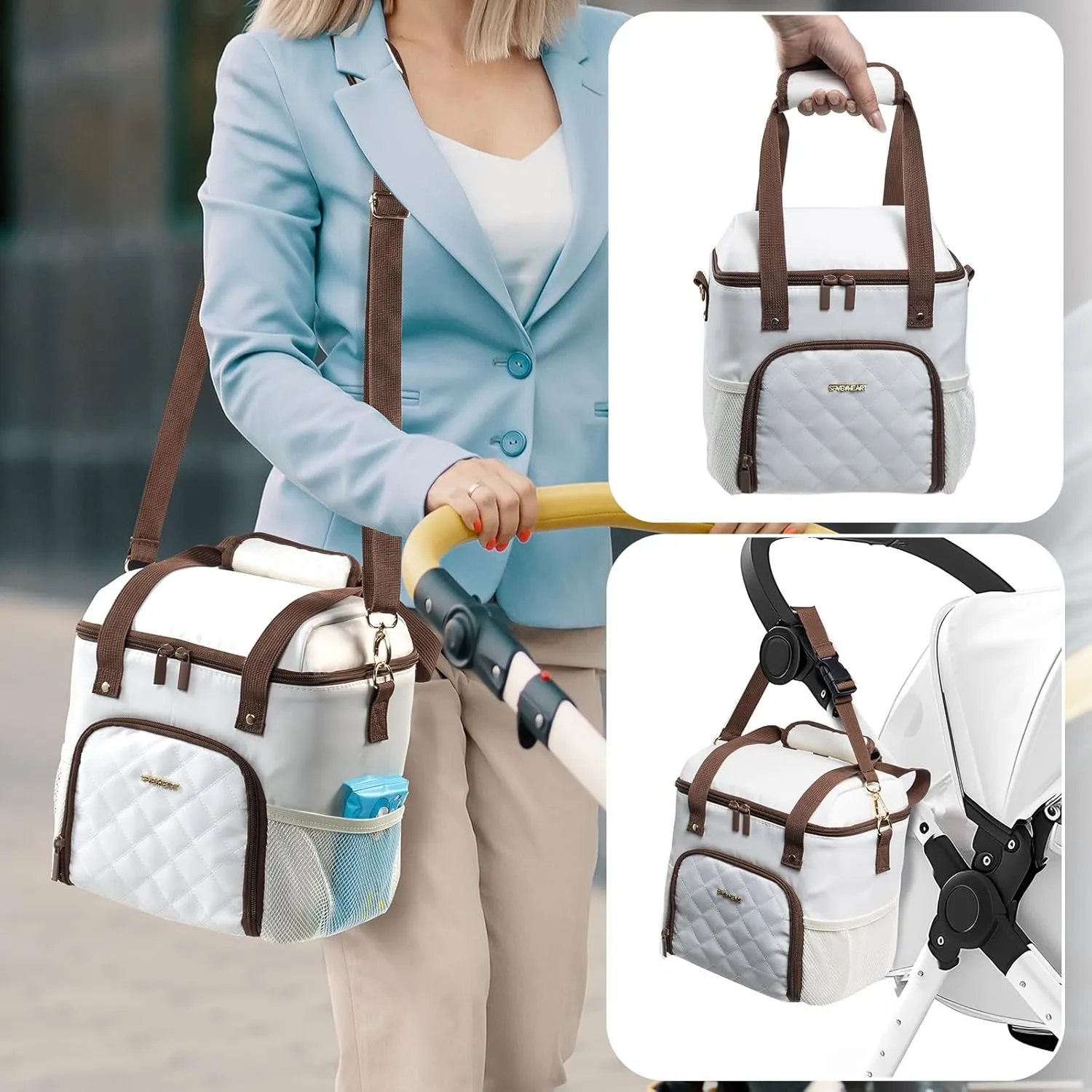 Mam Breastmilk Cooler Bag with Ice Pack for 4 Bottles - See-through Breast Pump Bag for Baby Bottles 4oz-9oz