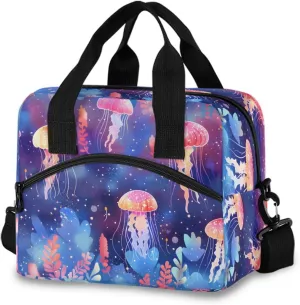 Marine Jellyfish Lunch Box for Men Women Adults Insulated Lunch Bag Cooler Bag with Adjustable Shoulder Strap for Work Picnic Travel
