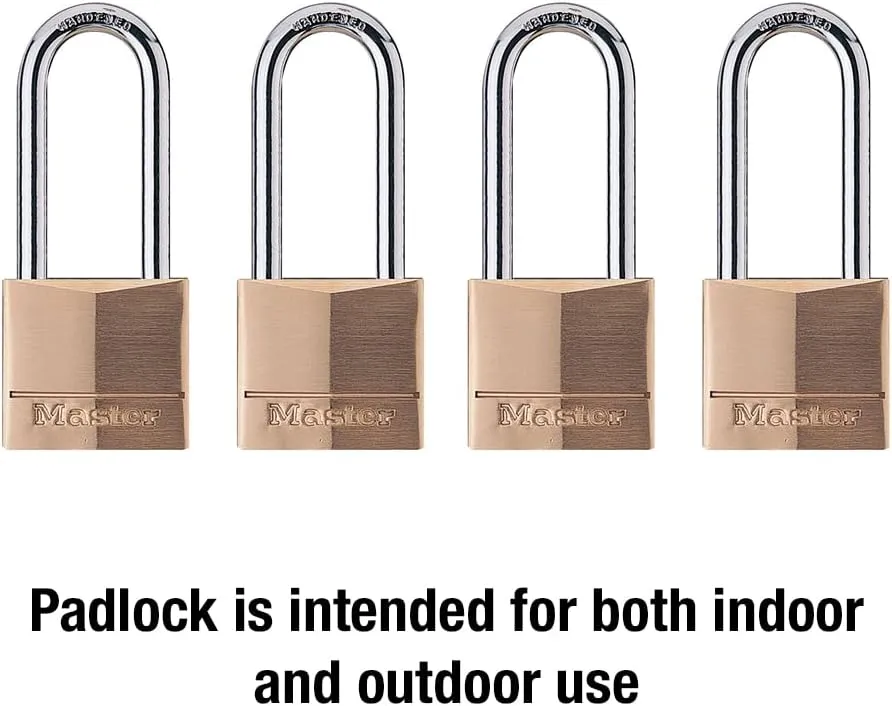 Master Lock Padlock, Solid Brass Lock, 1-9/16 in. Wide, 140QLH (Pack of 4-Keyed Alike)