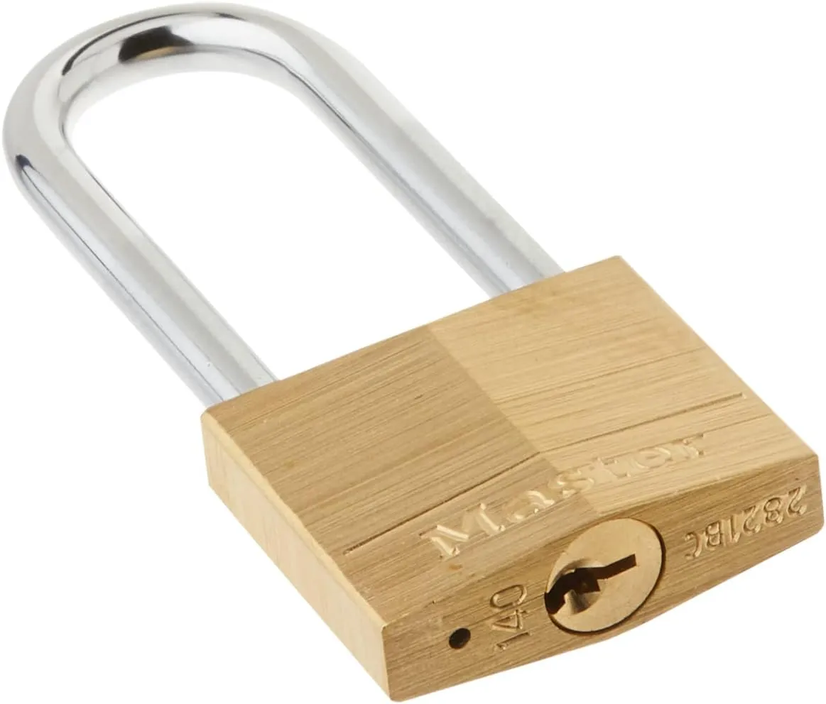 Master Lock Padlock, Solid Brass Lock, 1-9/16 in. Wide, 140QLH (Pack of 4-Keyed Alike)