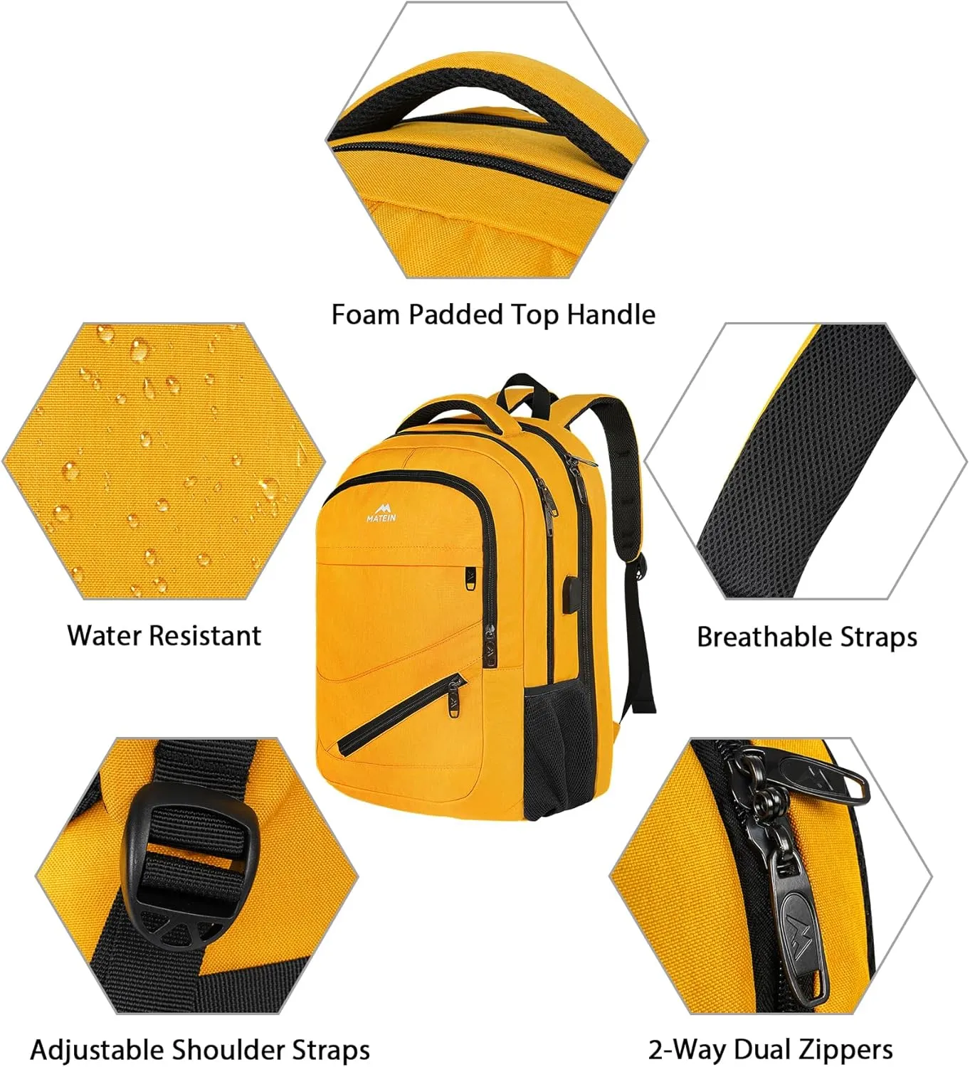 MATEIN Travel Backpack, Large Travel Bag for Women Men TSA Approved, Carryon Backpack with Laptop Compartment and USB Charger Port, Water Resistant 17 Inch Laptop Computer Bag
