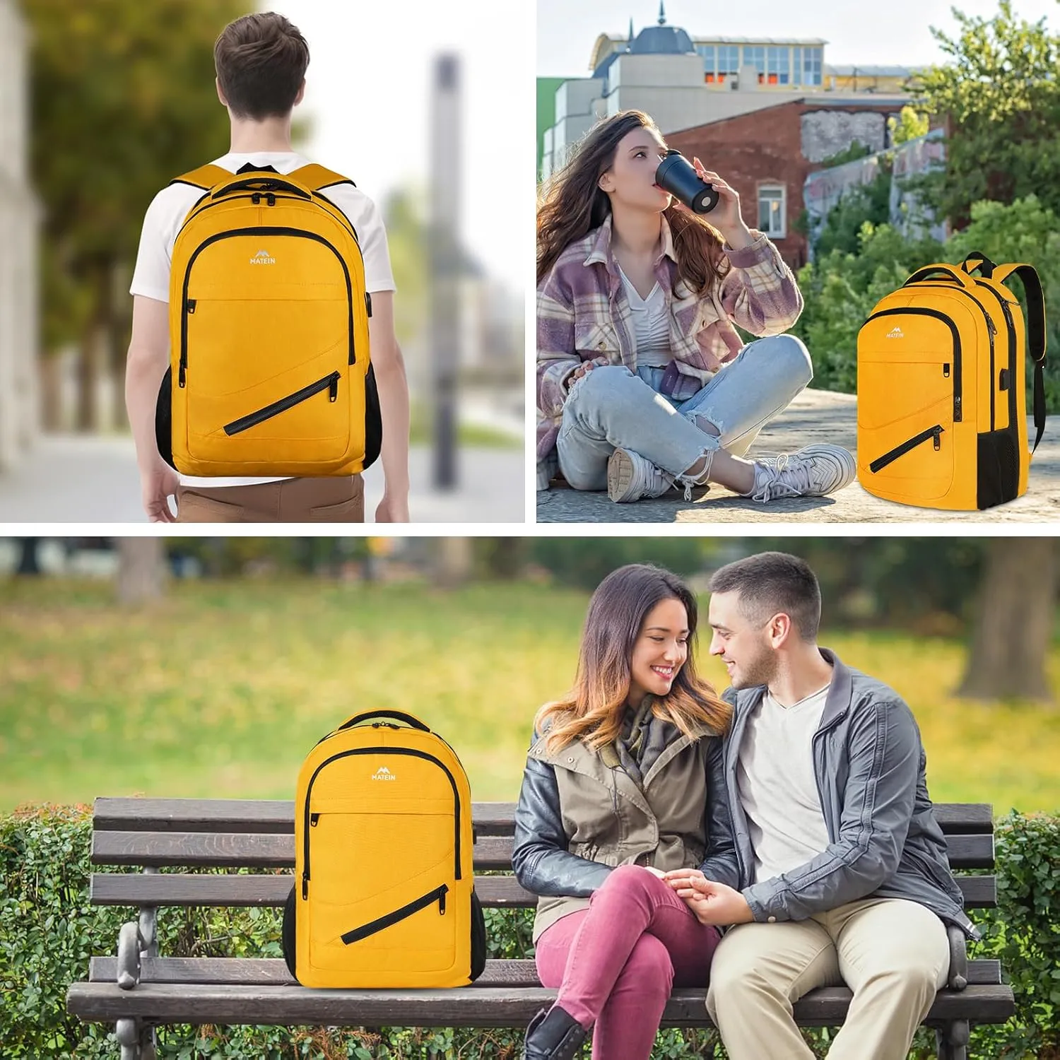 MATEIN Travel Backpack, Large Travel Bag for Women Men TSA Approved, Carryon Backpack with Laptop Compartment and USB Charger Port, Water Resistant 17 Inch Laptop Computer Bag