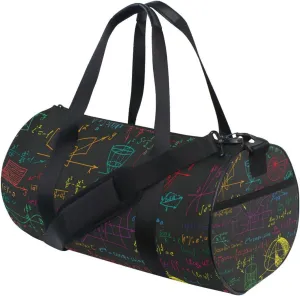 Math Science Pattern Gym Duffel Bag Canvas Travel Weekender Luggage Handbag for Men Women Sports and Overnight