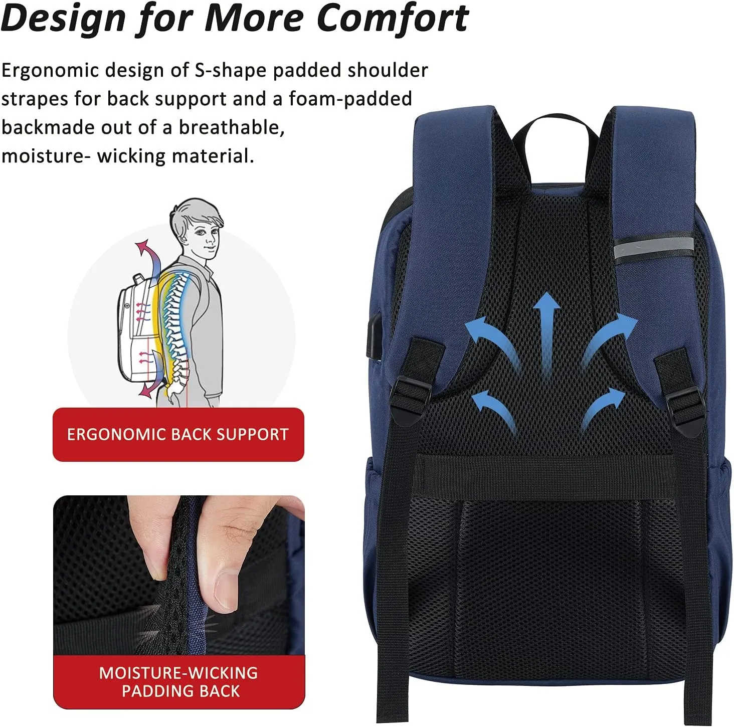 MAXTOP Laptop Backpack Bookbag Backpack with USB Charging Port Anti-Theft[Water Resistant] Work College Business Travel Computer Backpack for Men Women Fits up to 16" Notebook