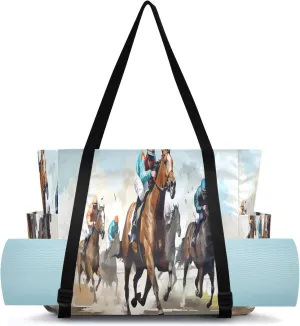 MCHIVER Race Horse Yoga Bag for Women Men Large Yoga Mat Bag with Adjustable Strap Gym Bags Carriers for Travel Yoga Pilates