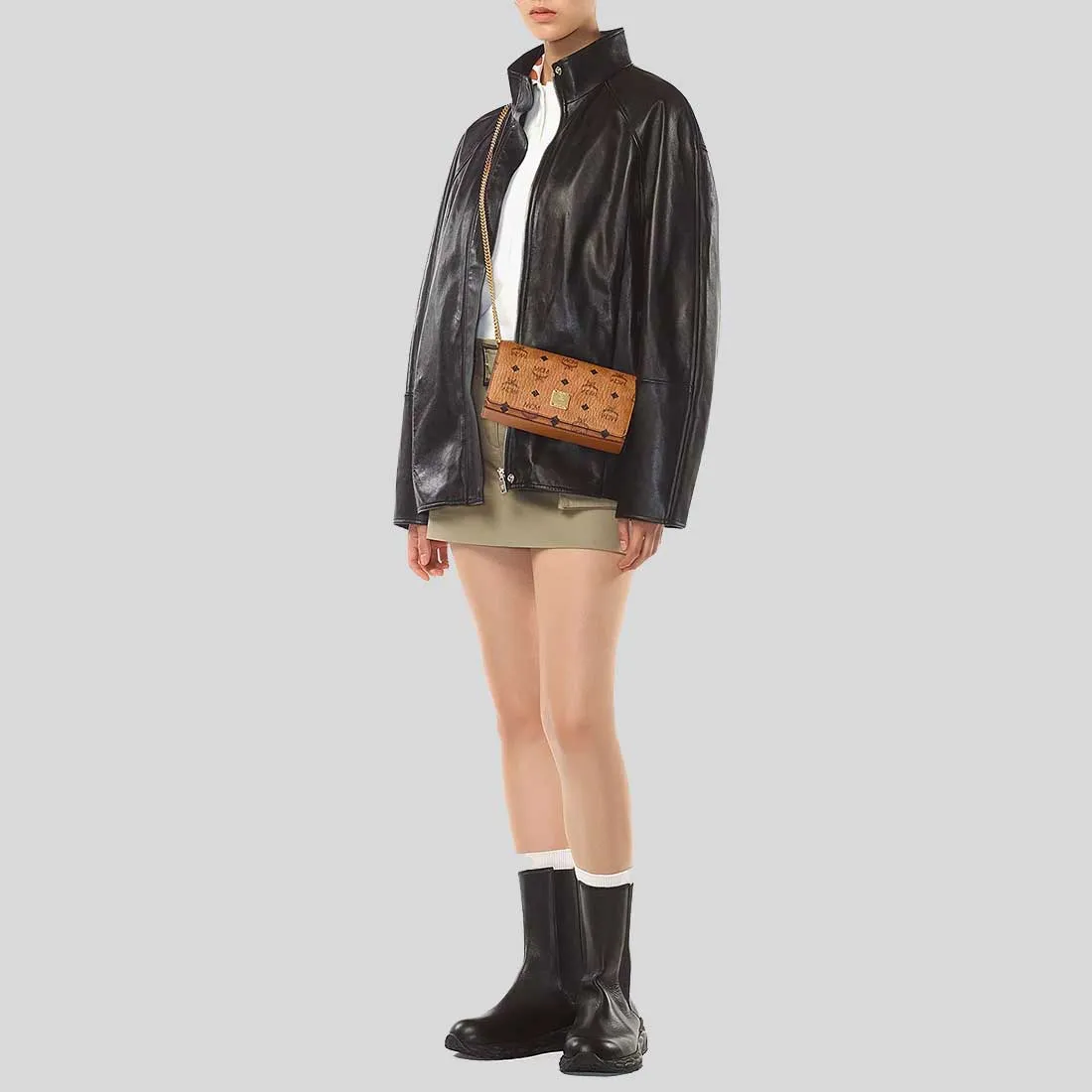 MCM Aren Shoulder Bag In Visetos Cognac RB-MWREATA01CO001