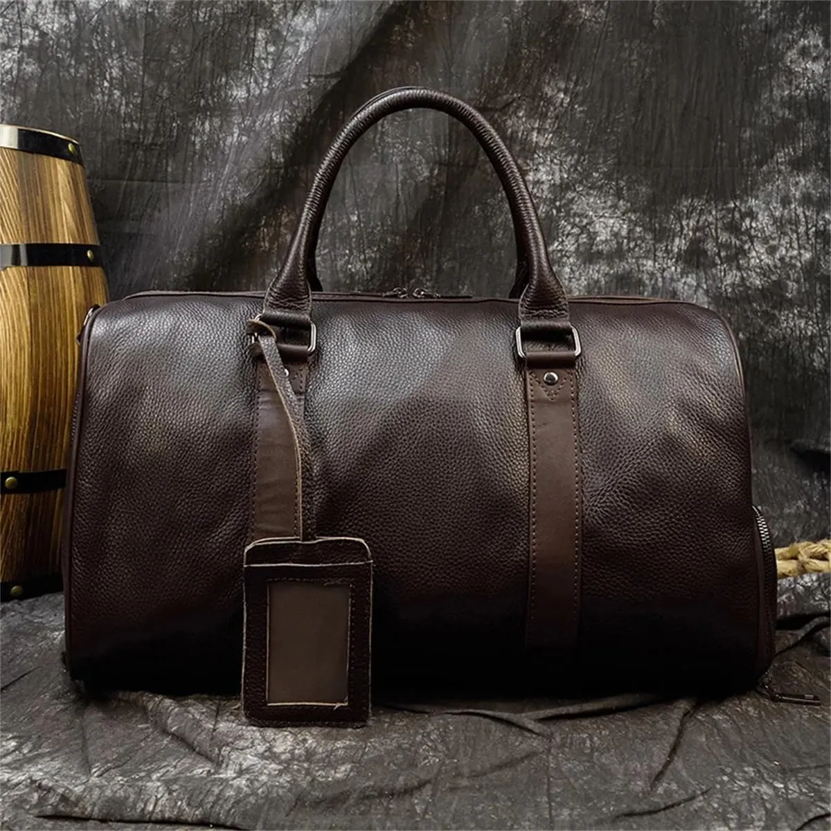 Men Genuine Leather Travel Bag Cow Leather Carry On Luggage Bag Shoulder Bag Weekend Duffle Bag