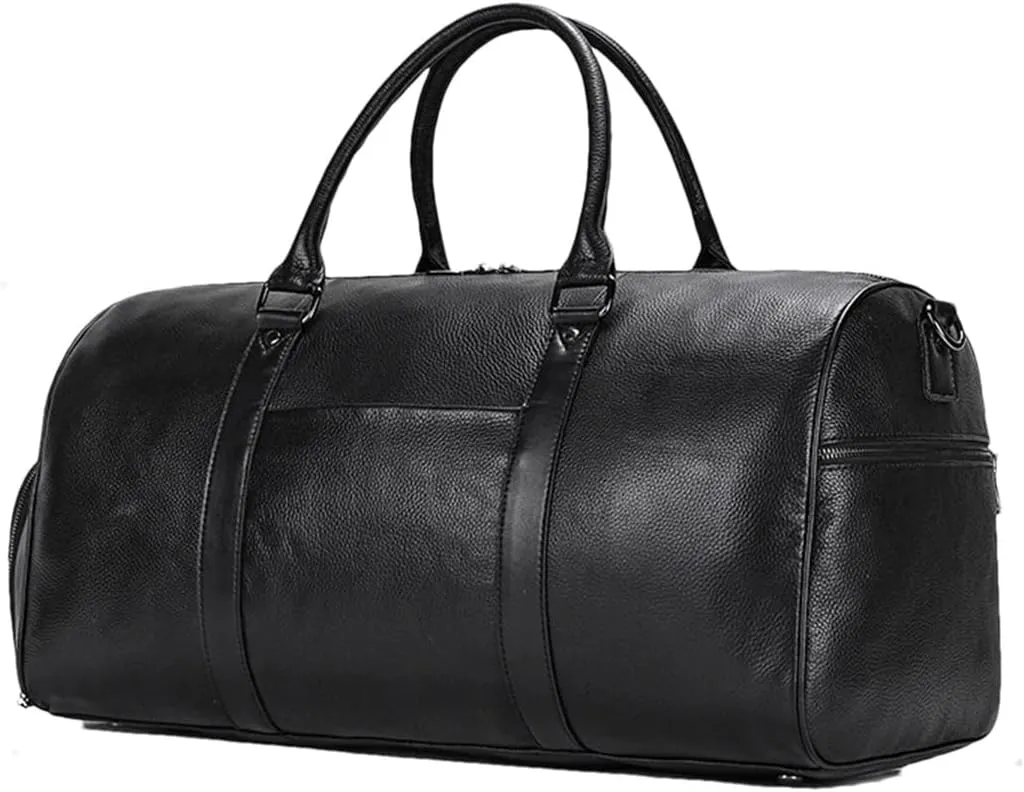 Men Genuine Leather Travel Bag Cow Leather Carry On Luggage Bag Shoulder Bag Weekend Duffle Bag