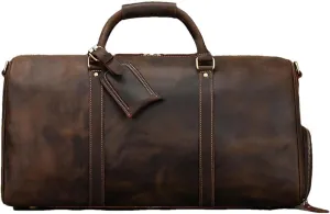 Men Genuine Leather Travel Bag Cow Leather Carry On Luggage Bag Shoulder Bag Weekend Duffle Bag