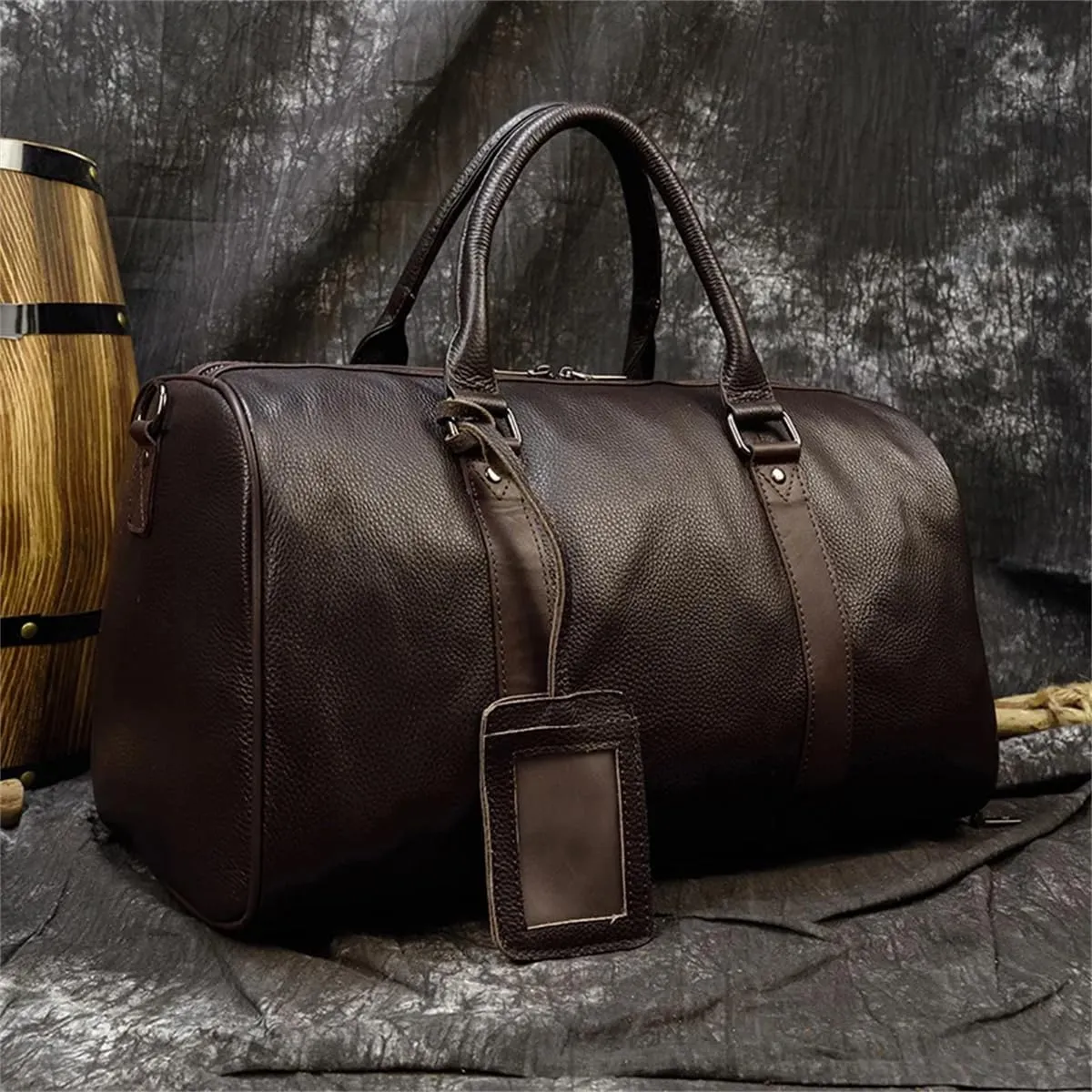 Men Genuine Leather Travel Bag Cow Leather Carry On Luggage Bag Shoulder Bag Weekend Duffle Bag