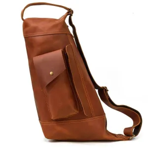 Men's Leather Chest Bag Retro Single Shoulder Crossbody Bag