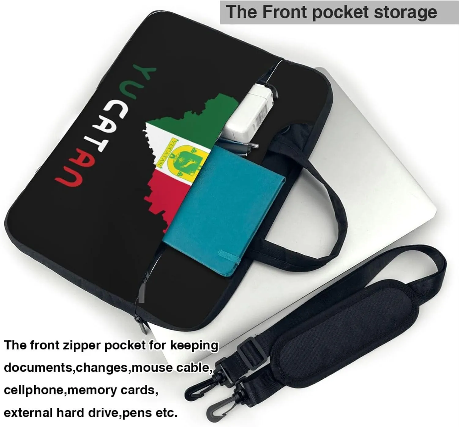 Mexican Yucatan Flag Map 3d Pattern Laptop Bag Shoulder Bag Computer Notebook Briefcase Messenger Bag