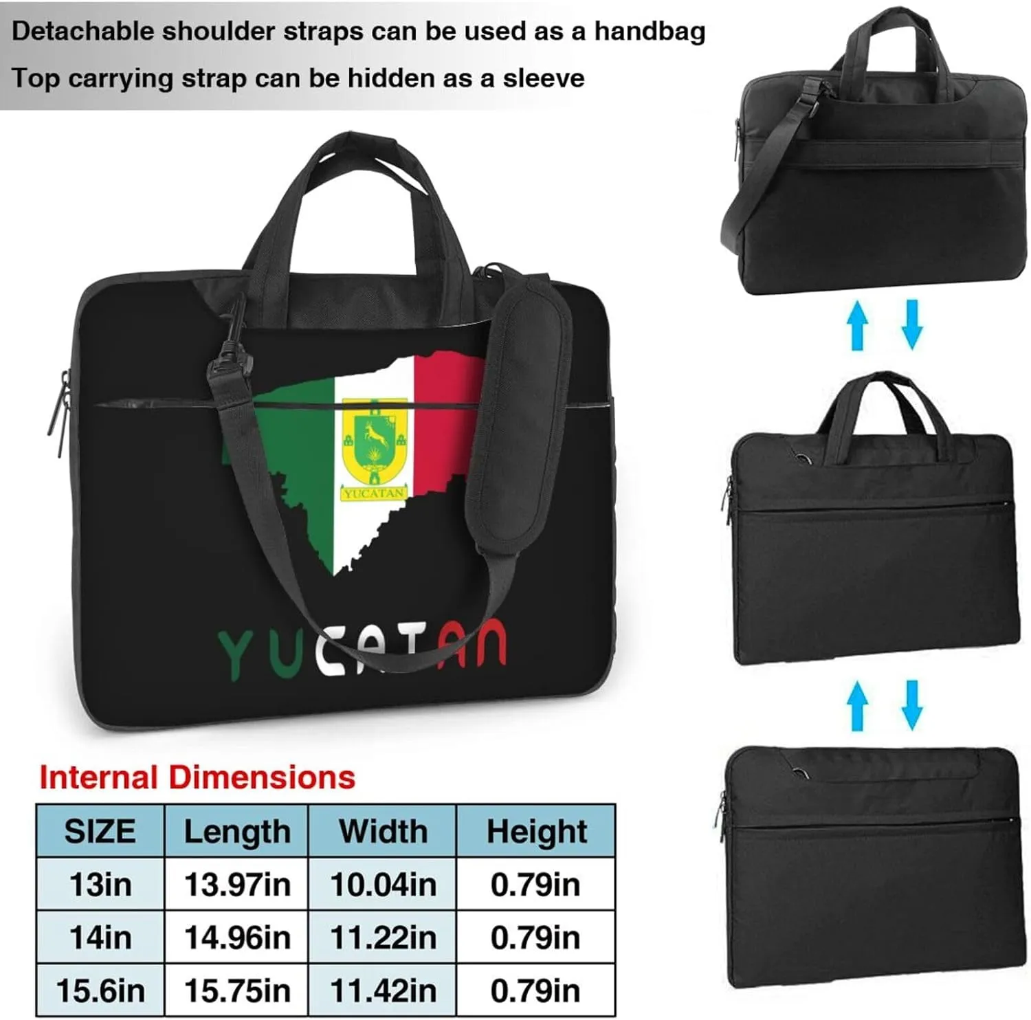 Mexican Yucatan Flag Map 3d Pattern Laptop Bag Shoulder Bag Computer Notebook Briefcase Messenger Bag