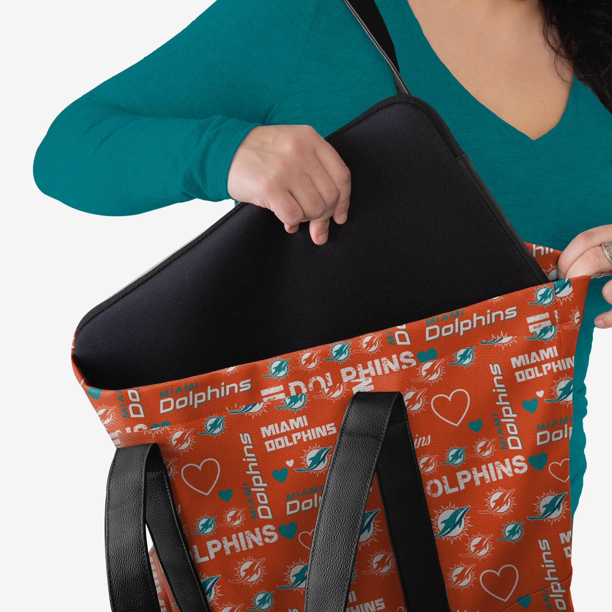 Miami Dolphins Logo Love Tote Bag