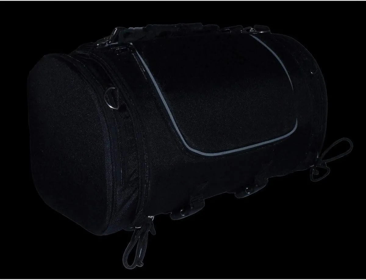 Milwaukee Leather SH683 Large Black Textile Duffel Style Motorcycle Sissy Bar Bag with Carry Strap - Large