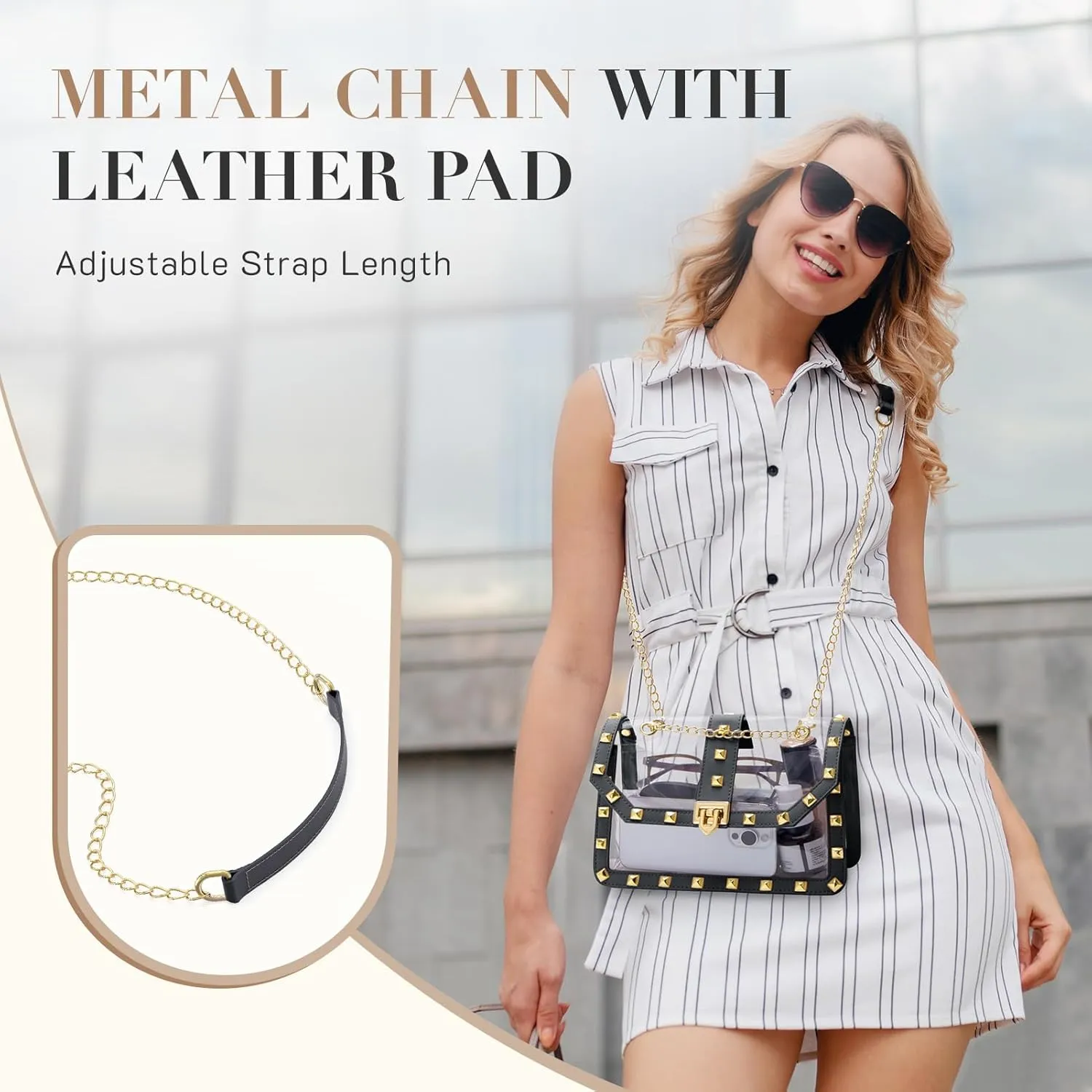 Missnine Clear Bag for Stadium Events Clear Crossbody Purse Stadium Approved Women Transparent Shoulder Bag for Concerts