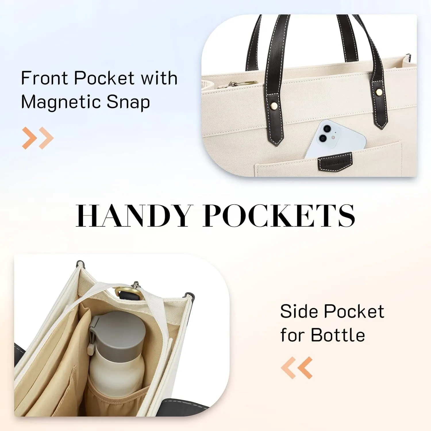 Missnine Laptop Tote Bag Canvas Laptop Bag 15.6 inch Work Shoulder Bags Casual Briefcase Handbag for Travel, Office, College