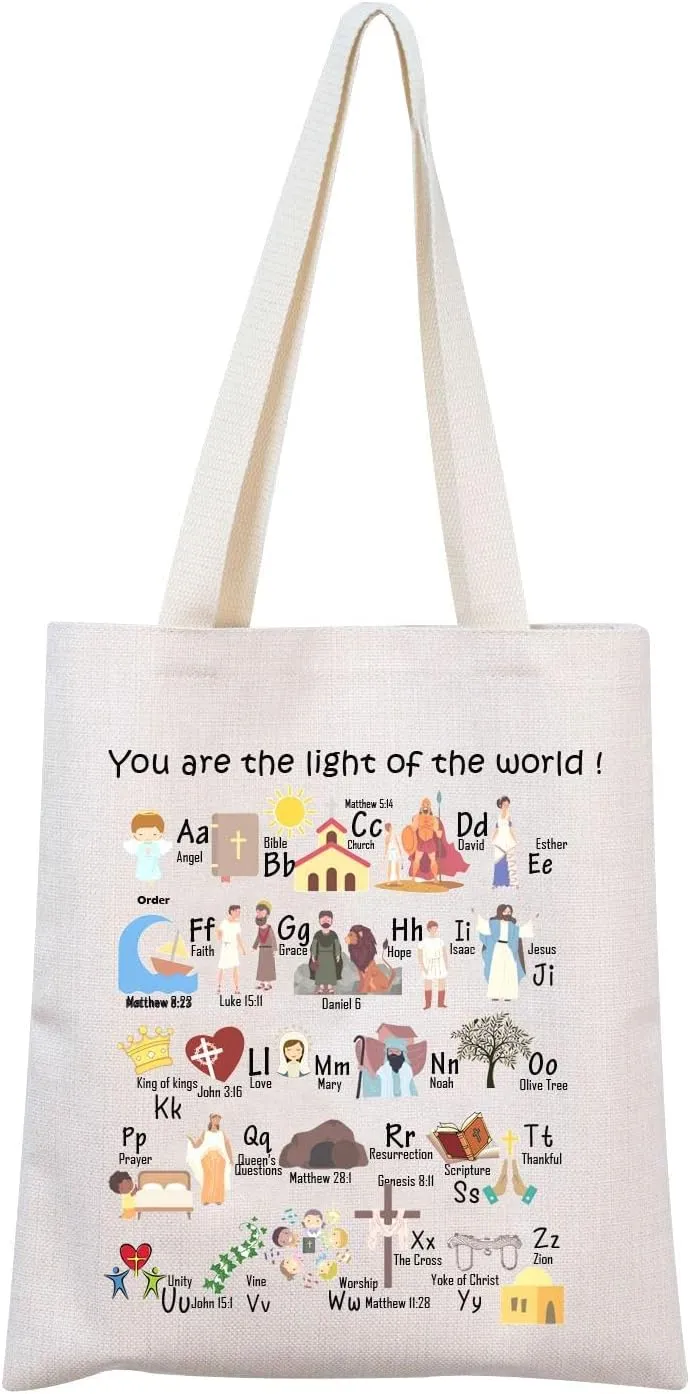 MNIGIU Bible Alphabet Tote Bag - Christian Teacher & Pastor's Wife Gift