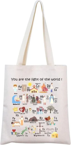 MNIGIU Bible Alphabet Tote Bag - Christian Teacher & Pastor's Wife Gift