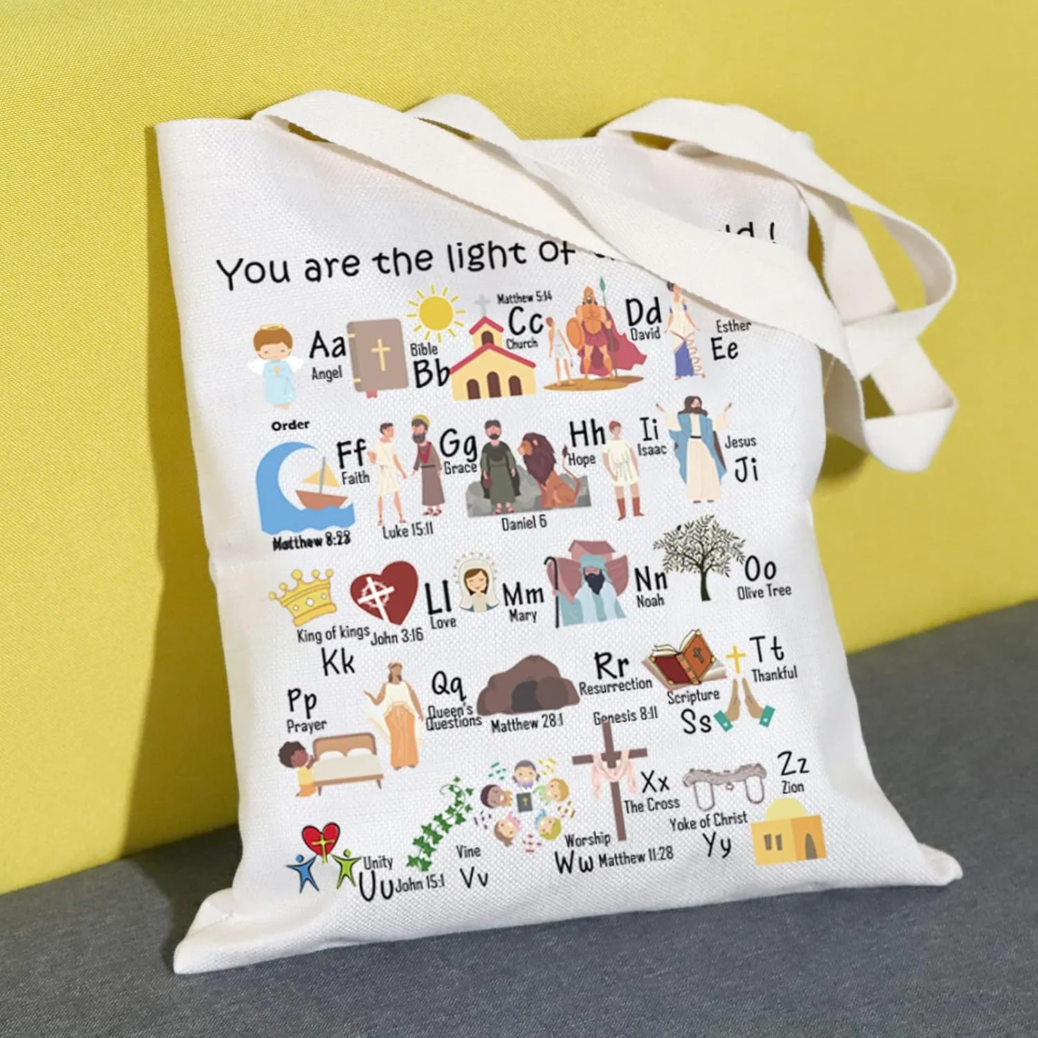 MNIGIU Bible Alphabet Tote Bag - Christian Teacher & Pastor's Wife Gift