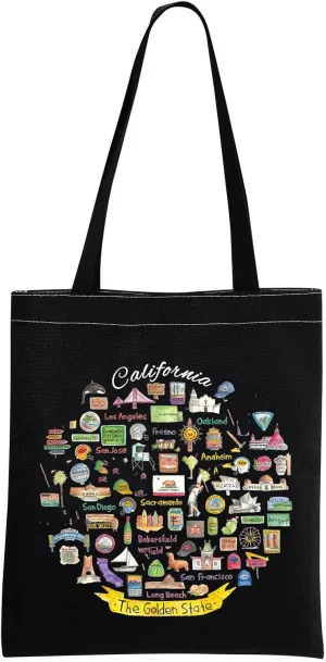 MNIGIU California Tote Bag - White, Medium - Perfect for Travel, Everyday Use, and Makeup Storage