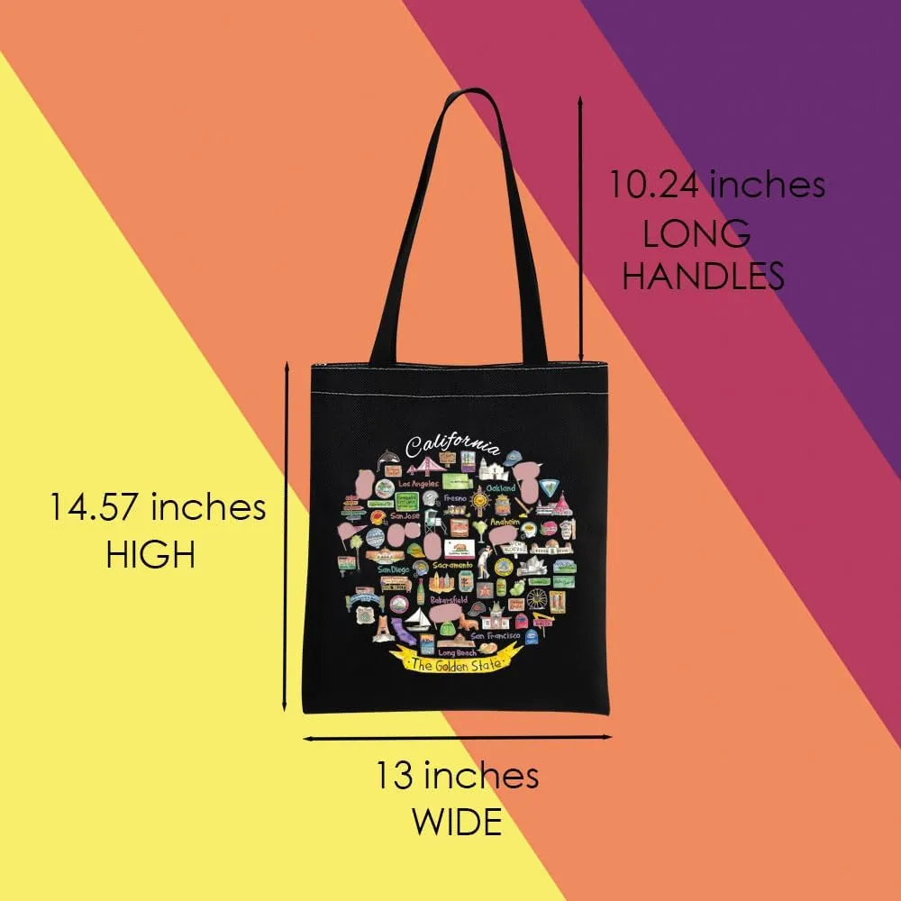 MNIGIU California Tote Bag - White, Medium - Perfect for Travel, Everyday Use, and Makeup Storage