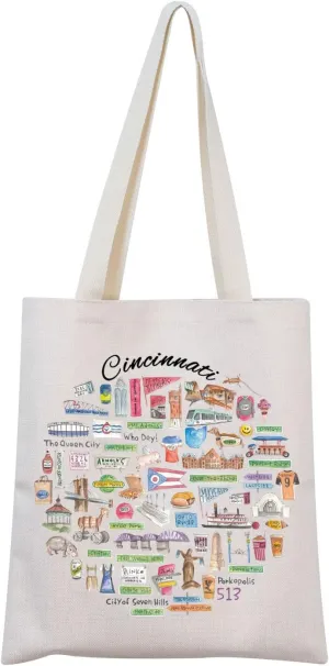 MNIGIU Cincinnati Tote Bag - Souvenir Gift and Travel Bag - Welcome Gift