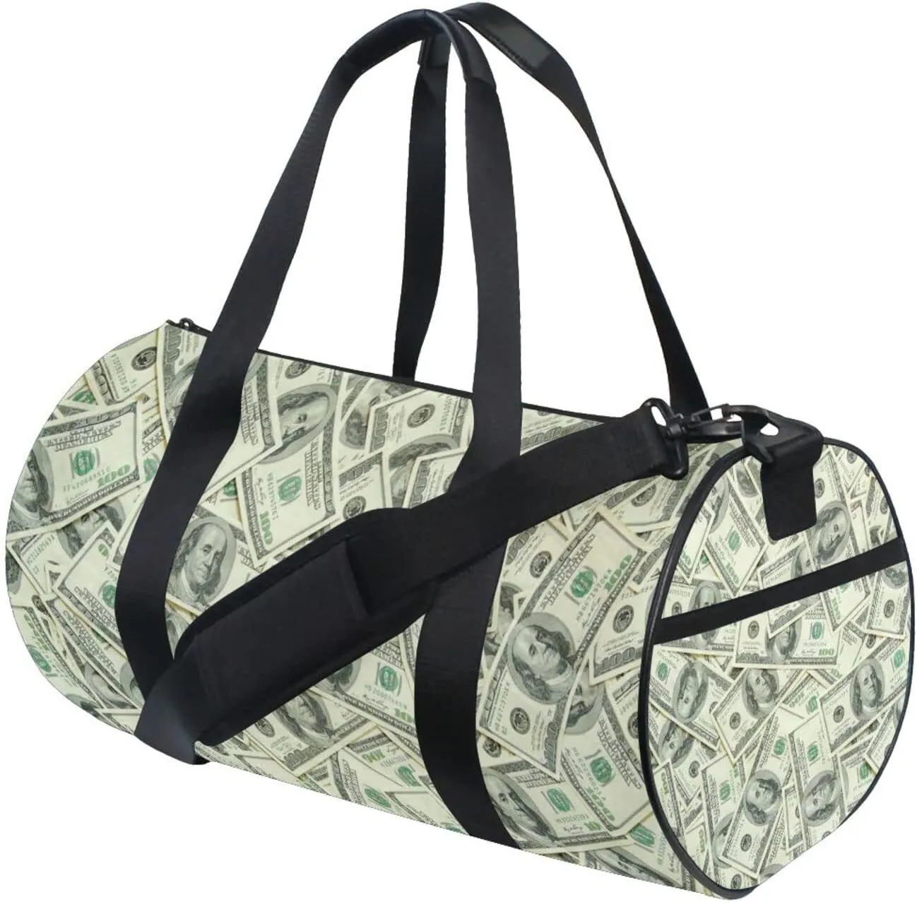 Money Print Round Duffel Sports Bag Lightweight with Inner Pocket Gym Bag for Men Women Duffle Bag for Travel Sports