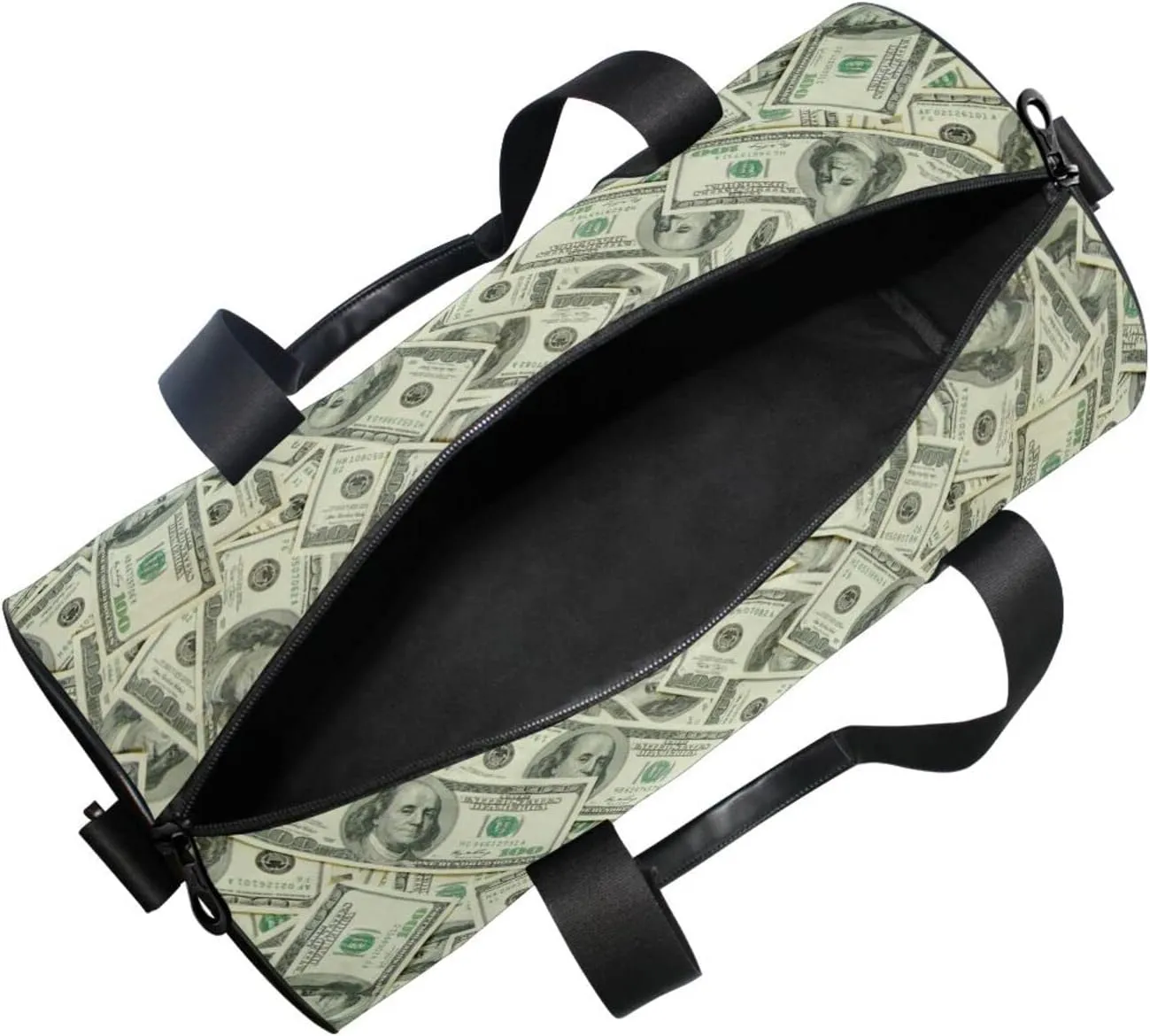 Money Print Round Duffel Sports Bag Lightweight with Inner Pocket Gym Bag for Men Women Duffle Bag for Travel Sports