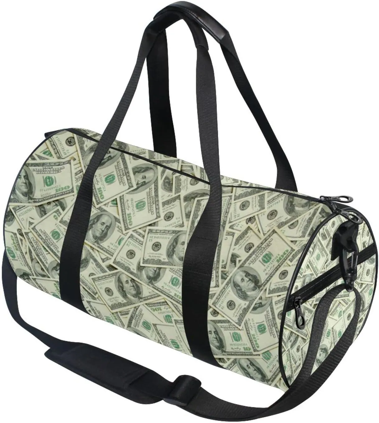 Money Print Round Duffel Sports Bag Lightweight with Inner Pocket Gym Bag for Men Women Duffle Bag for Travel Sports