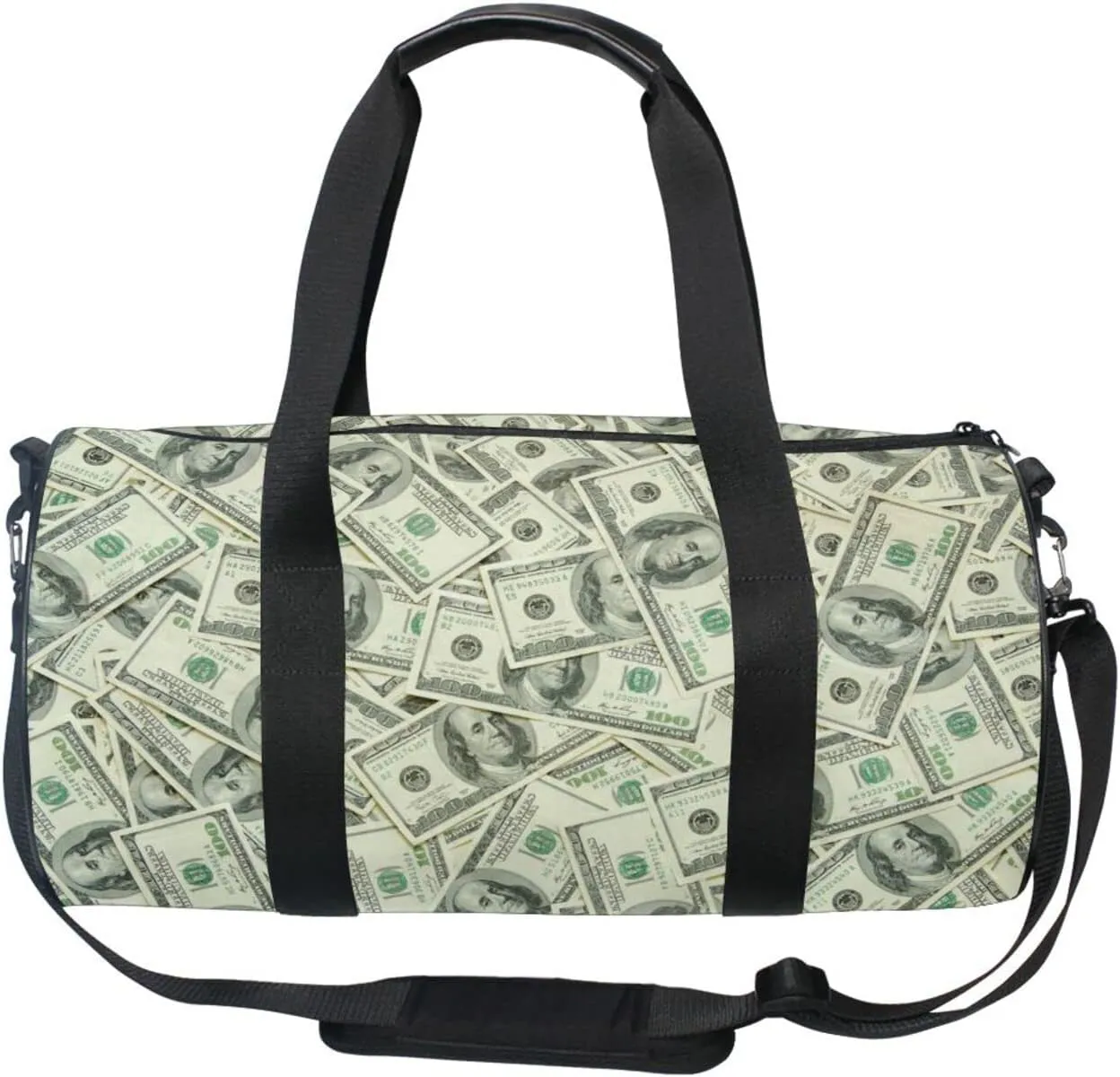 Money Print Round Duffel Sports Bag Lightweight with Inner Pocket Gym Bag for Men Women Duffle Bag for Travel Sports