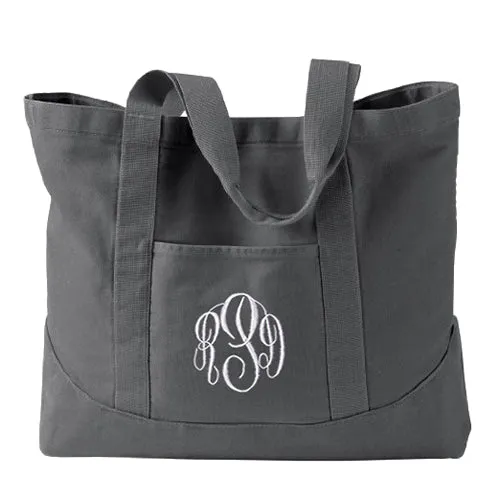 Monogrammed Canvas Tote Bag - 5 colors