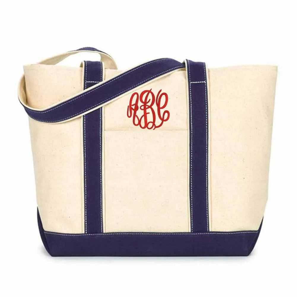 Monogrammed Extra Large Canvas Boat Tote