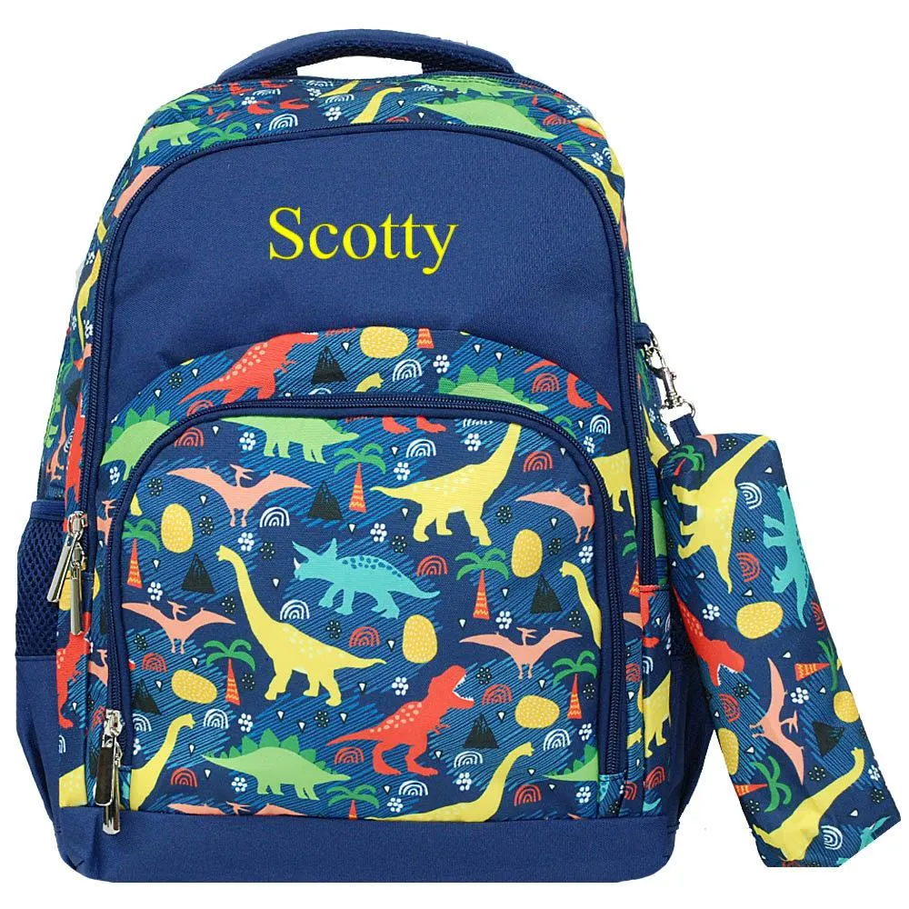Monogrammed Matching Dinosaur Backpack Lunch Bag Combo Set