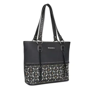 Montana West Vegan Leather Concealed Carry Tote Bag Western Shoulder Handbag Purses for Women MBB-MW1068G-8317BK