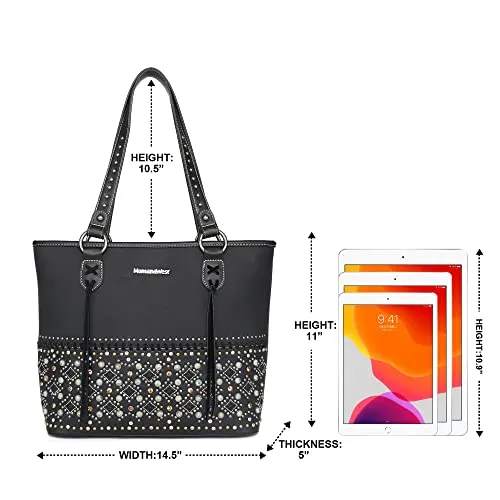 Montana West Vegan Leather Concealed Carry Tote Bag Western Shoulder Handbag Purses for Women MBB-MW1068G-8317BK