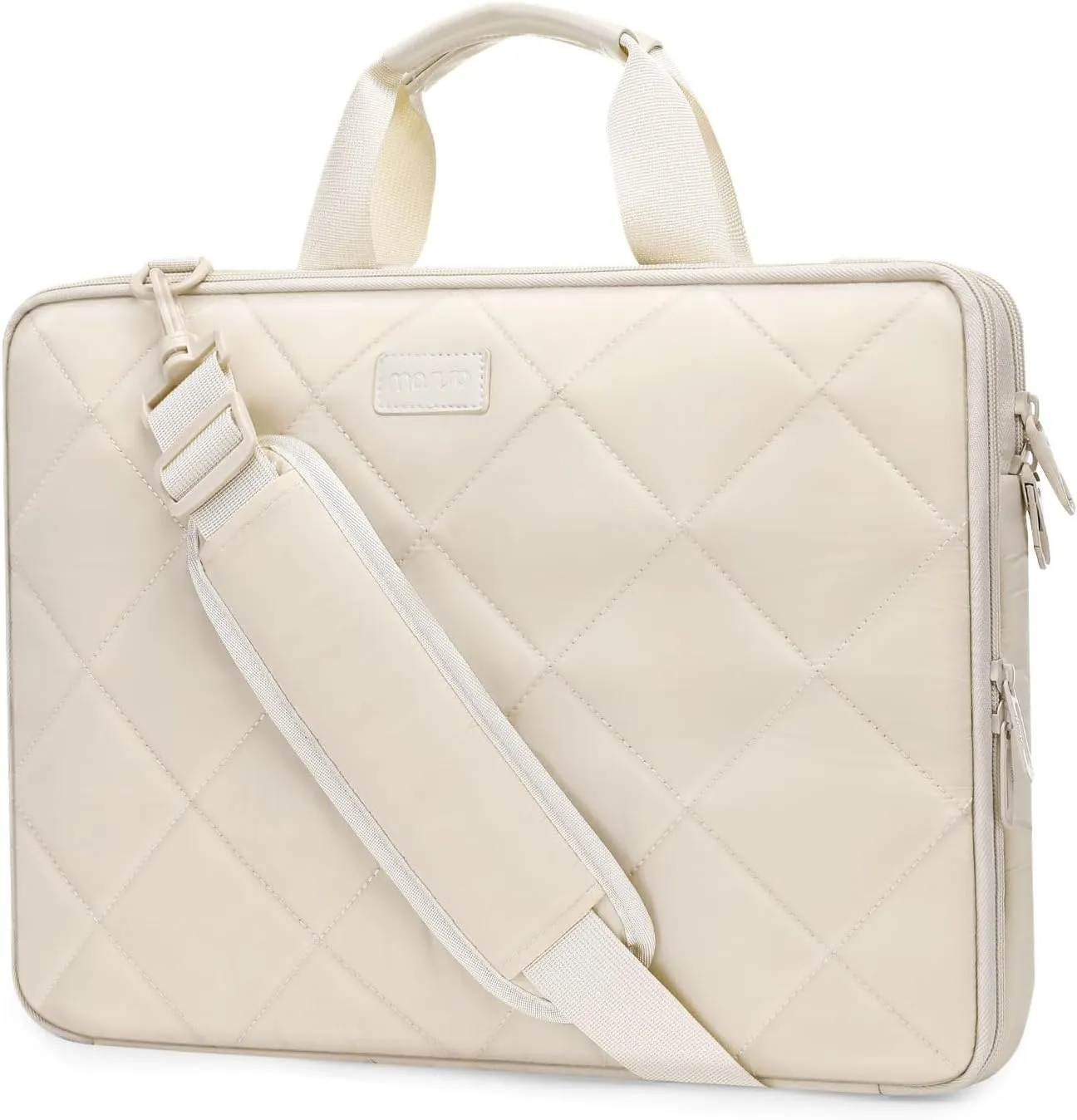 MOSISO 360 Protective Laptop Shoulder Bag, 13-13.3 inch Double Layer Fluffy Padded Laptop Bag with Anti-theft Zipper Compatible with MacBook, HP, Dell, Lenovo, Asus Notebook, Sand