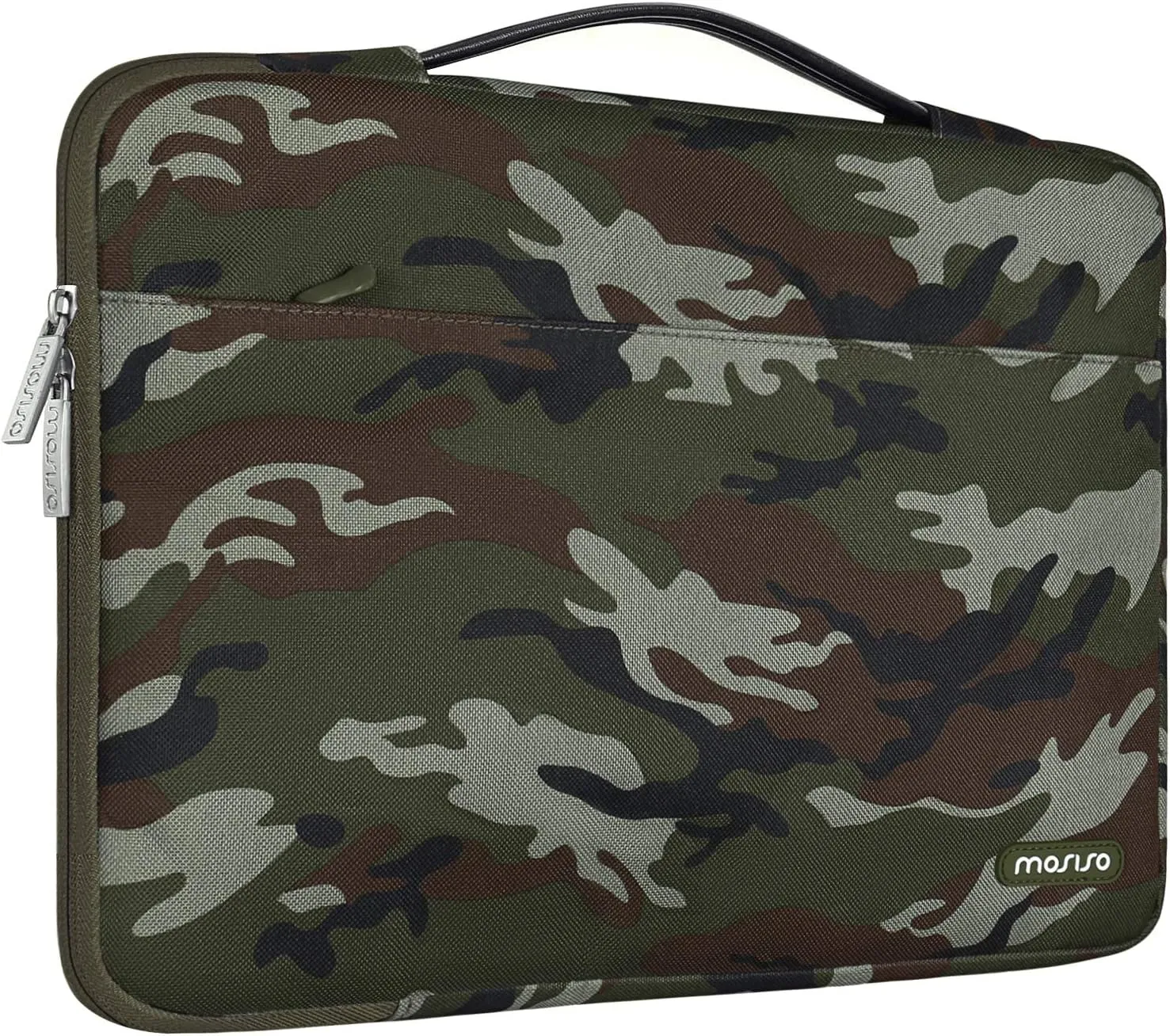 MOSISO 360 Protective Laptop Sleeve Compatible with MacBook Air/Pro, 13-13.3 inch Notebook,Compatible with MacBook Pro 14 inch 2023-2021 A2779 M2 A2442 M1,Polyester Bag with Belt,Army Green Camouflage