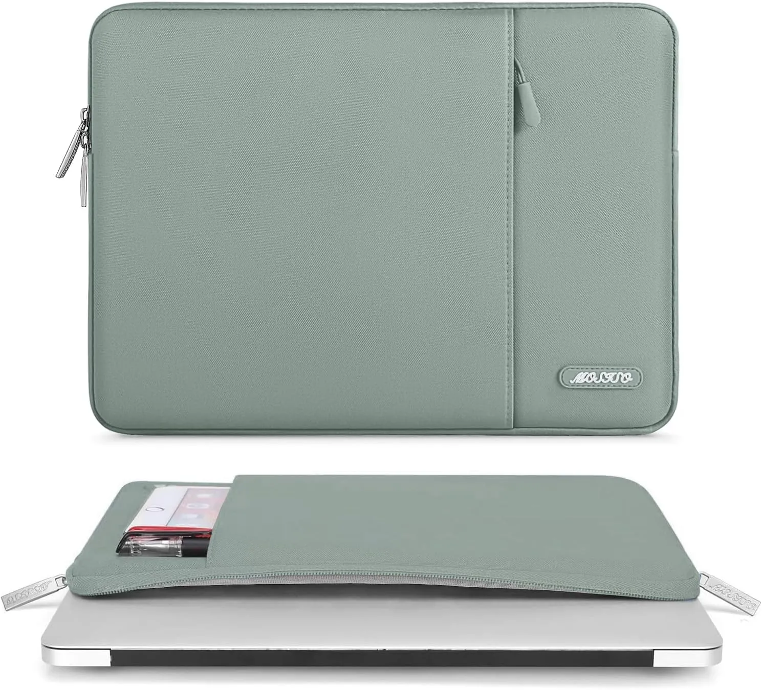 MOSISO Laptop Case 13.3 inch, 13-13.3 inch Laptop Sleeve Compatible with MacBook Air/Pro 13 / Pro 14, HP Dell ASUS Lenovo Notebook, Polyester Vertical Computer Sleeve Bag with Pocket, Antique Green