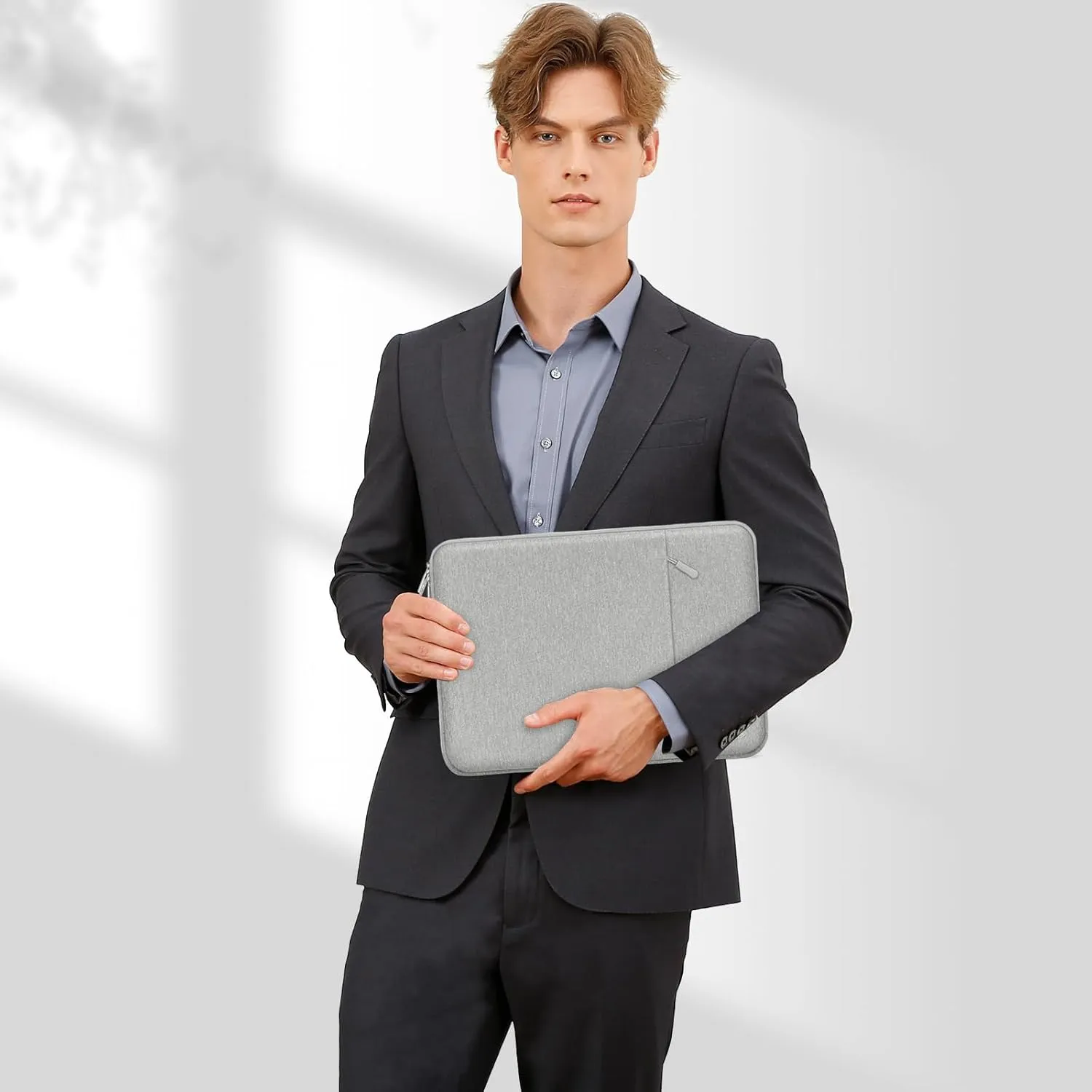 MOSISO Laptop Case 13.3 inch, 13-13.3 inch Laptop Sleeve Compatible with MacBook Air/Pro 13 / Pro 14, HP Dell ASUS Lenovo Notebook, Polyester Vertical Computer Sleeve Bag with Pocket, Gray