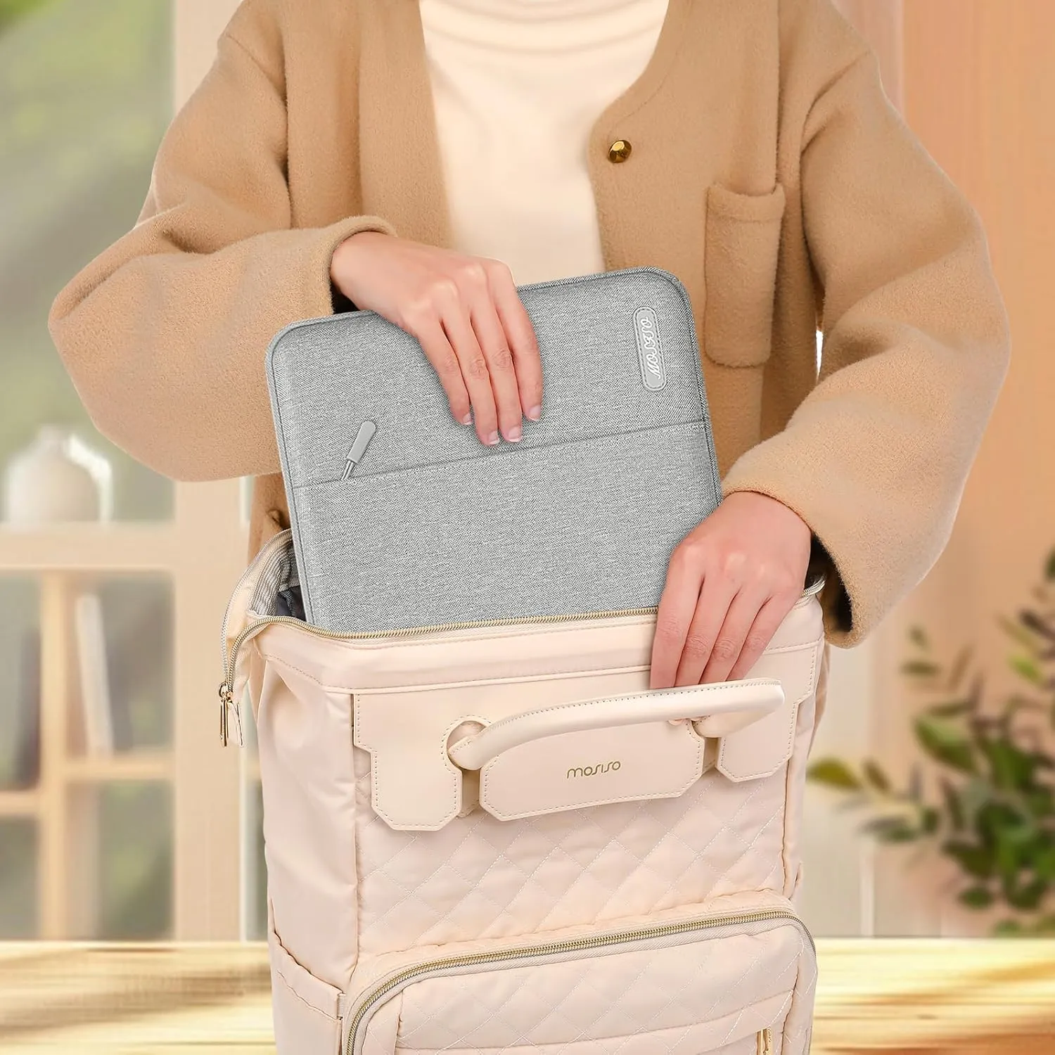 MOSISO Laptop Case 13.3 inch, 13-13.3 inch Laptop Sleeve Compatible with MacBook Air/Pro 13 / Pro 14, HP Dell ASUS Lenovo Notebook, Polyester Vertical Computer Sleeve Bag with Pocket, Gray