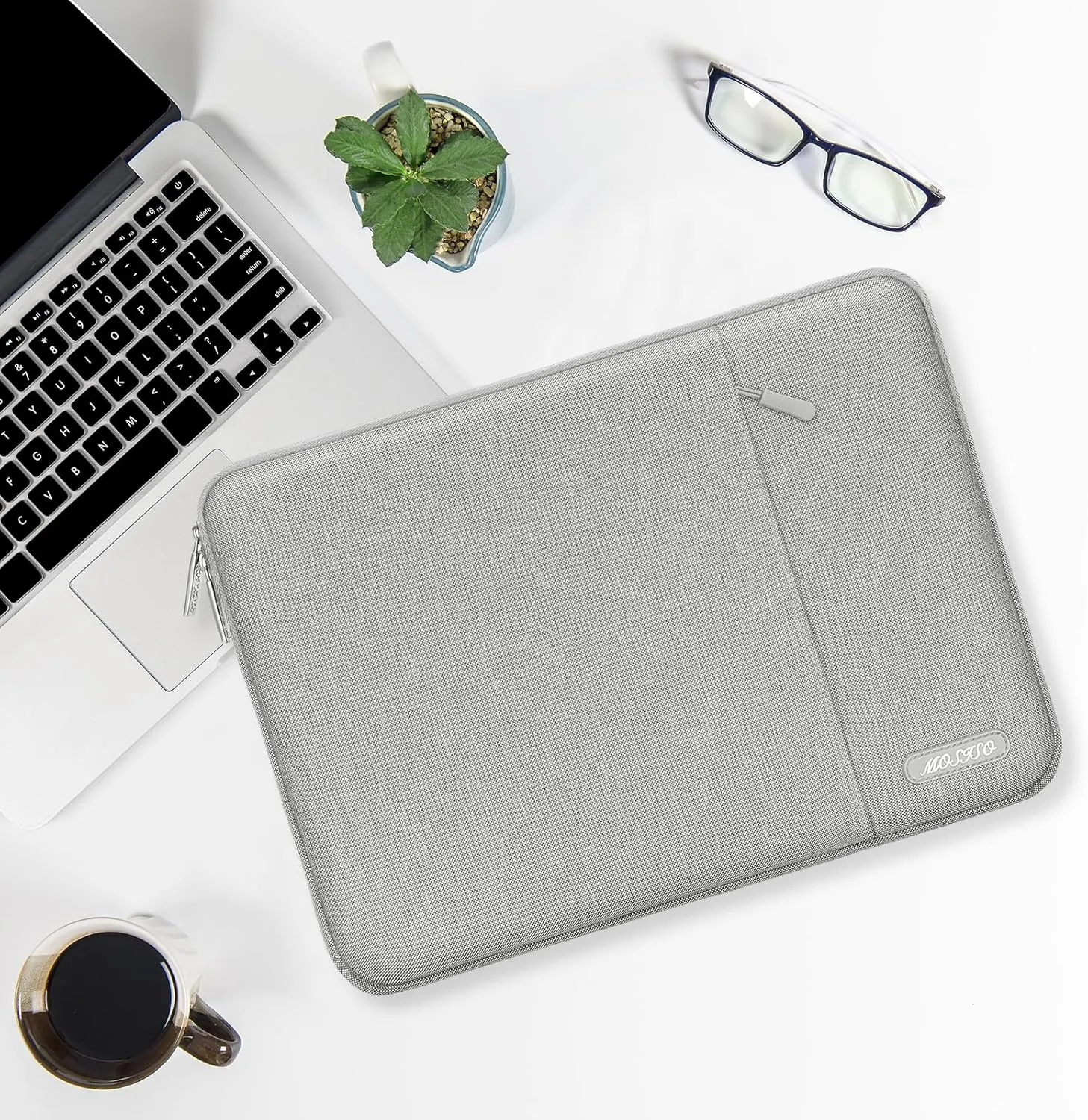MOSISO Laptop Case 13.3 inch, 13-13.3 inch Laptop Sleeve Compatible with MacBook Air/Pro 13 / Pro 14, HP Dell ASUS Lenovo Notebook, Polyester Vertical Computer Sleeve Bag with Pocket, Gray
