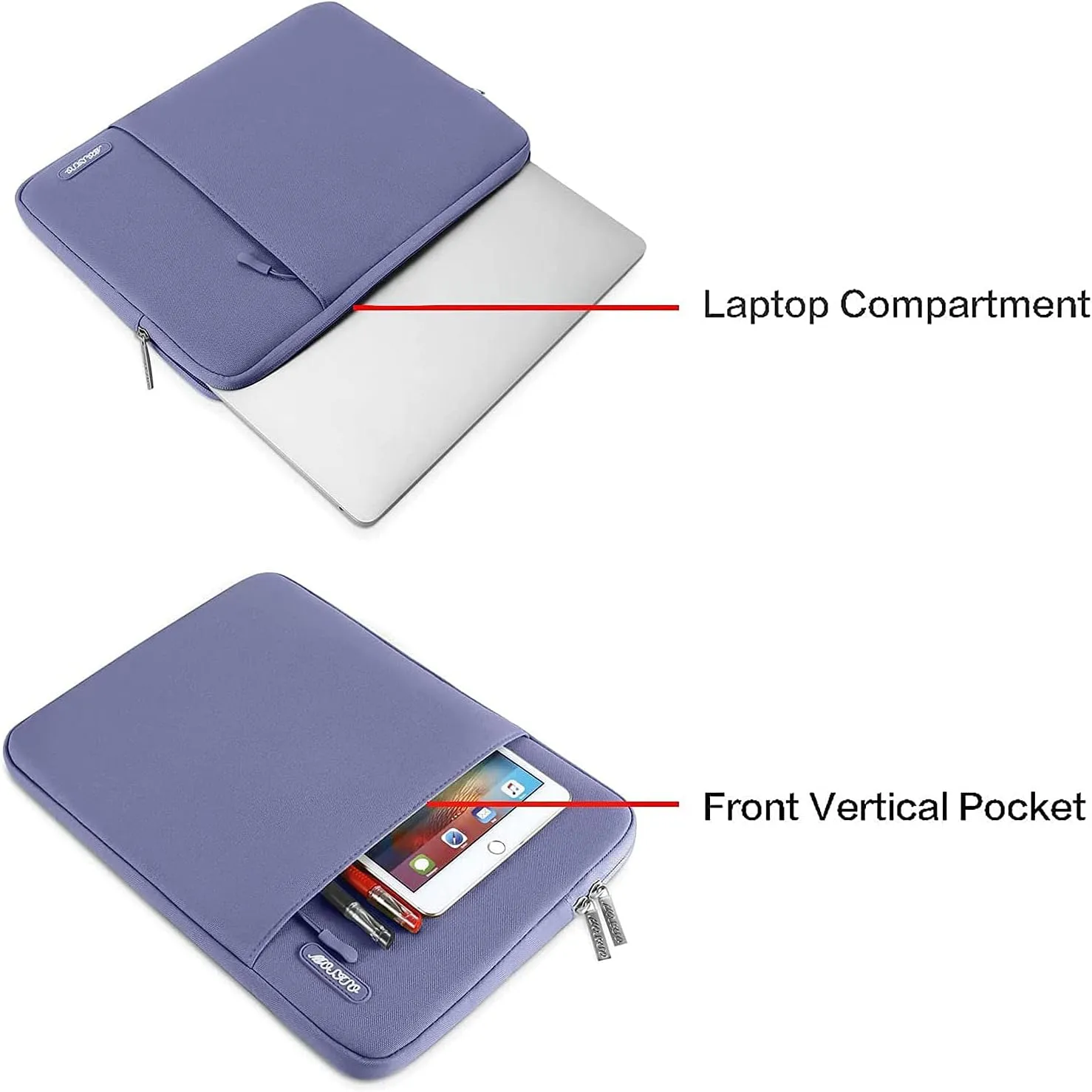 MOSISO Laptop Case 13.3 inch, 13-13.3 inch Laptop Sleeve Compatible with MacBook Air/Pro 13 / Pro 14, HP Dell ASUS Lenovo Notebook, Polyester Vertical Computer Sleeve Bag with Pocket, Lavender Gray