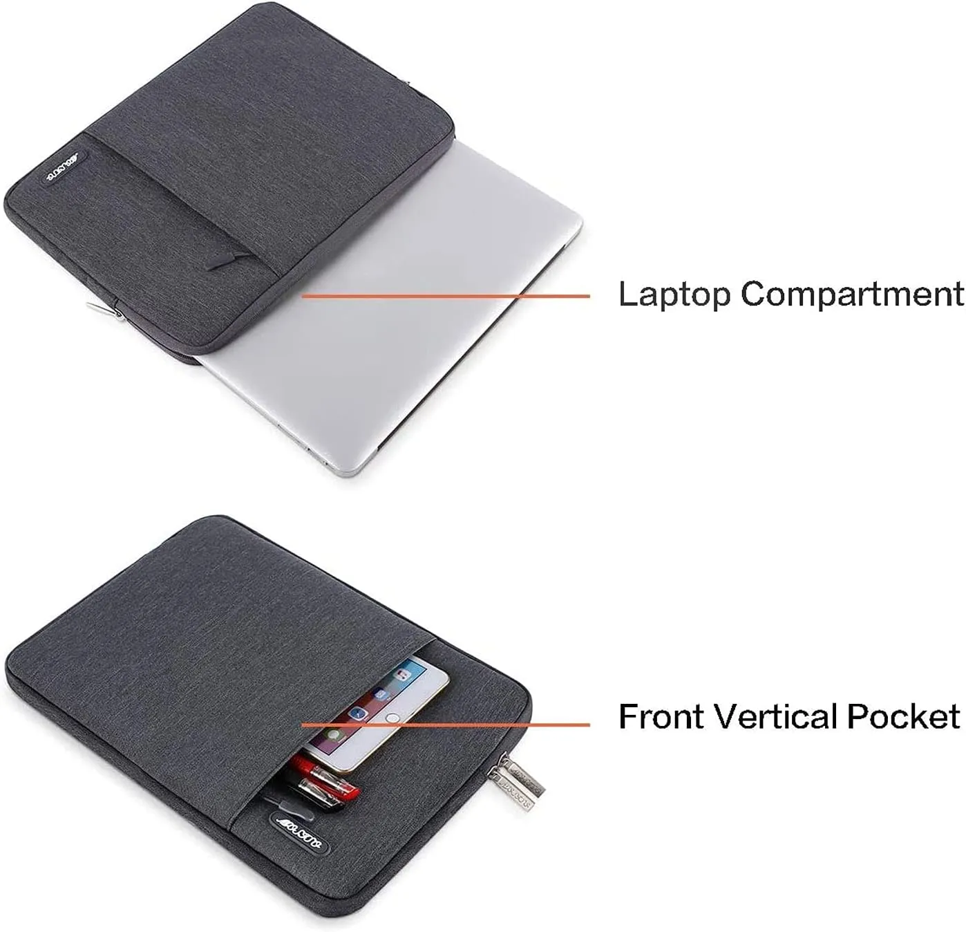 MOSISO Laptop Case 13.3 inch, 13-13.3 inch Laptop Sleeve Compatible with MacBook Air/Pro 13 / Pro 14, HP Dell ASUS Lenovo Notebook, Polyester Vertical Computer Sleeve Bag with Pocket, Space Gray