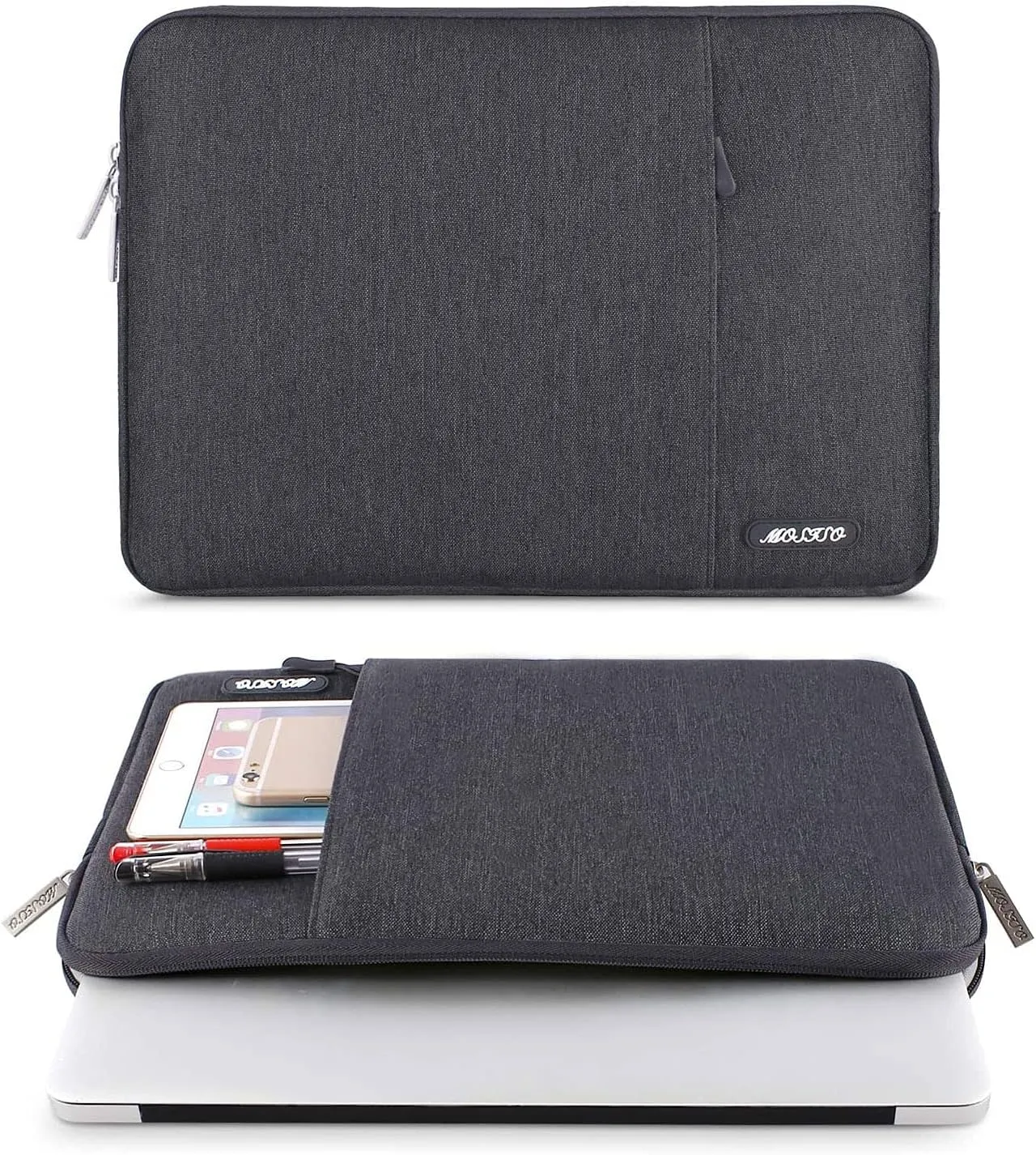 MOSISO Laptop Case 13.3 inch, 13-13.3 inch Laptop Sleeve Compatible with MacBook Air/Pro 13 / Pro 14, HP Dell ASUS Lenovo Notebook, Polyester Vertical Computer Sleeve Bag with Pocket, Space Gray