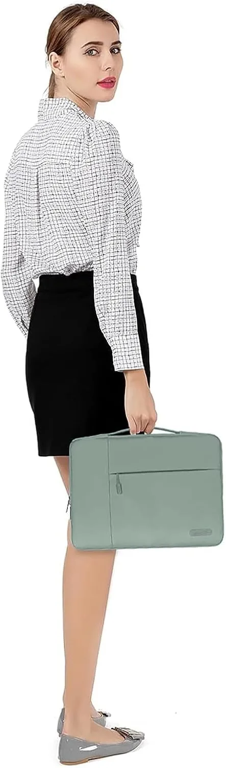 MOSISO Laptop Case 13.3 inch, 13-14 inch Laptop Sleeve with Handle Compatible with MacBook Air/Pro 13 / Pro 14, HP Dell ASUS Lenovo Notebook, Polyester Multifunctional Computer Bag, Antique Green