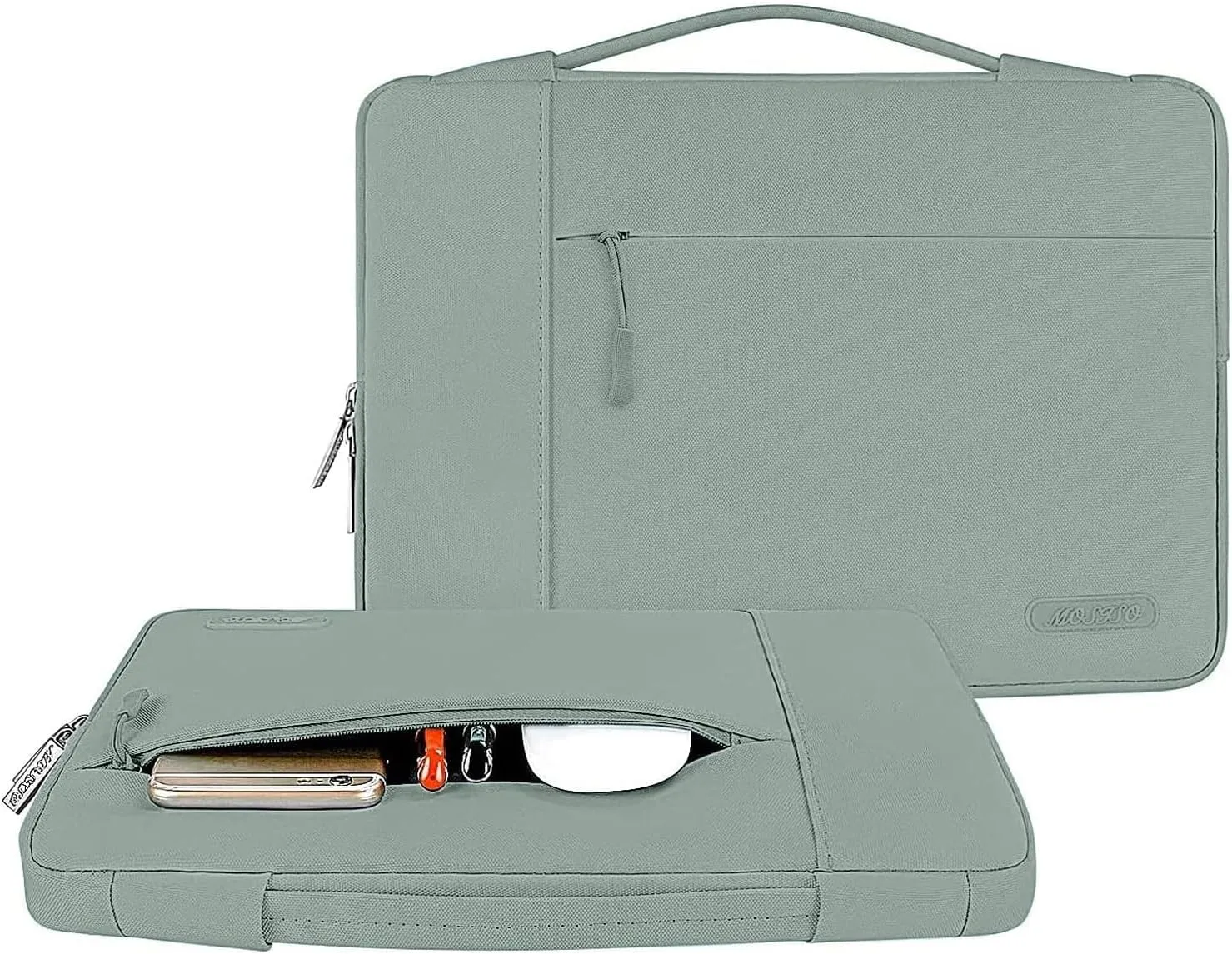MOSISO Laptop Case 13.3 inch, 13-14 inch Laptop Sleeve with Handle Compatible with MacBook Air/Pro 13 / Pro 14, HP Dell ASUS Lenovo Notebook, Polyester Multifunctional Computer Bag, Antique Green